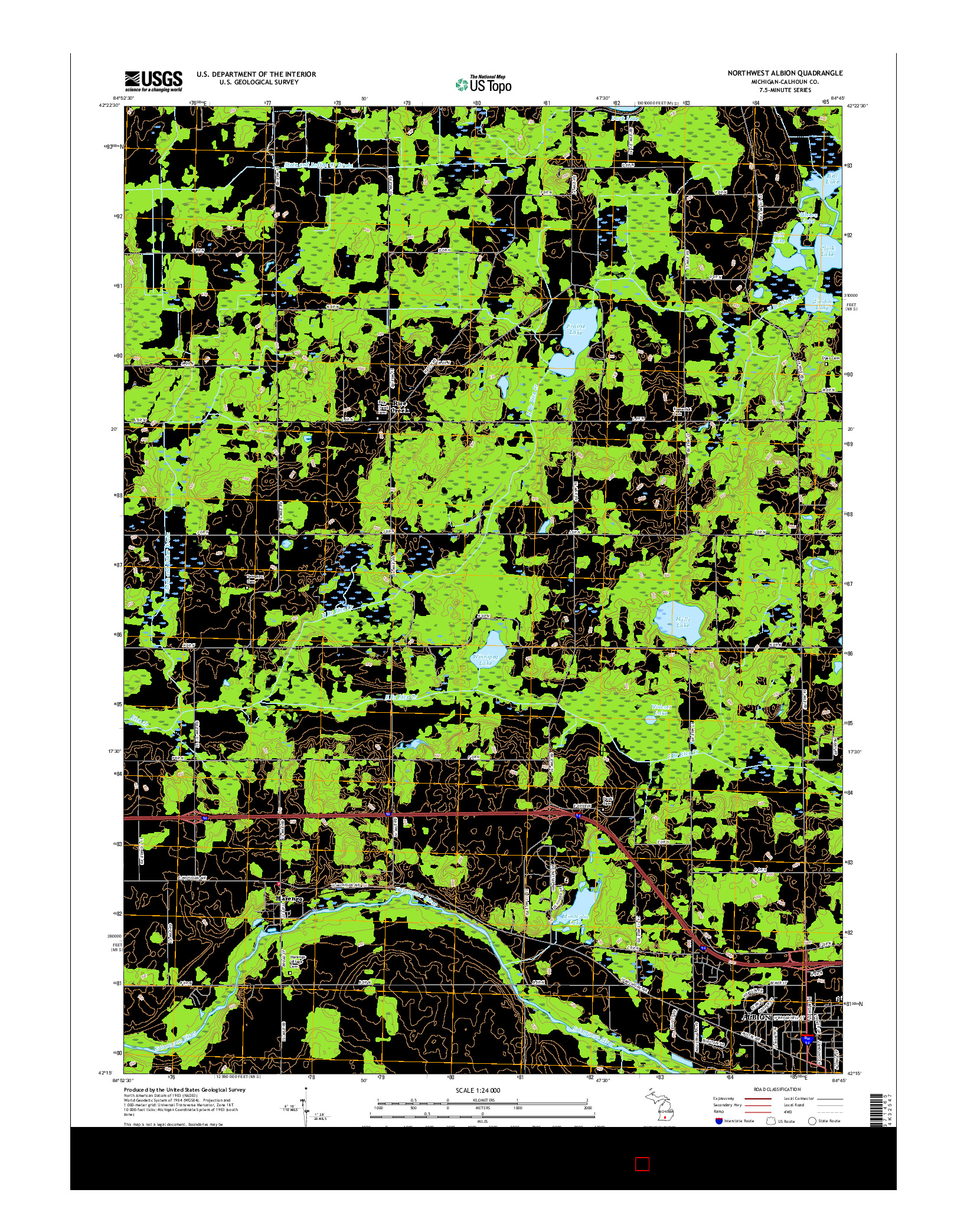 USGS US TOPO 7.5-MINUTE MAP FOR NORTHWEST ALBION, MI 2017