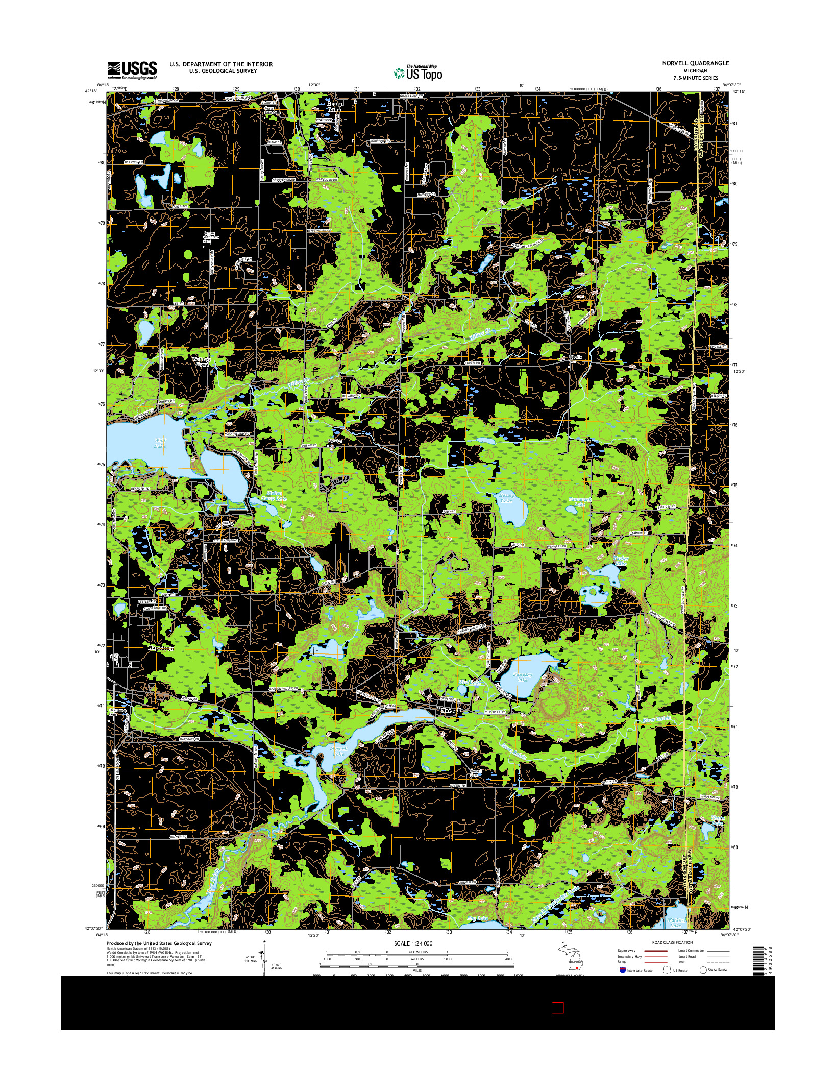 USGS US TOPO 7.5-MINUTE MAP FOR NORVELL, MI 2017