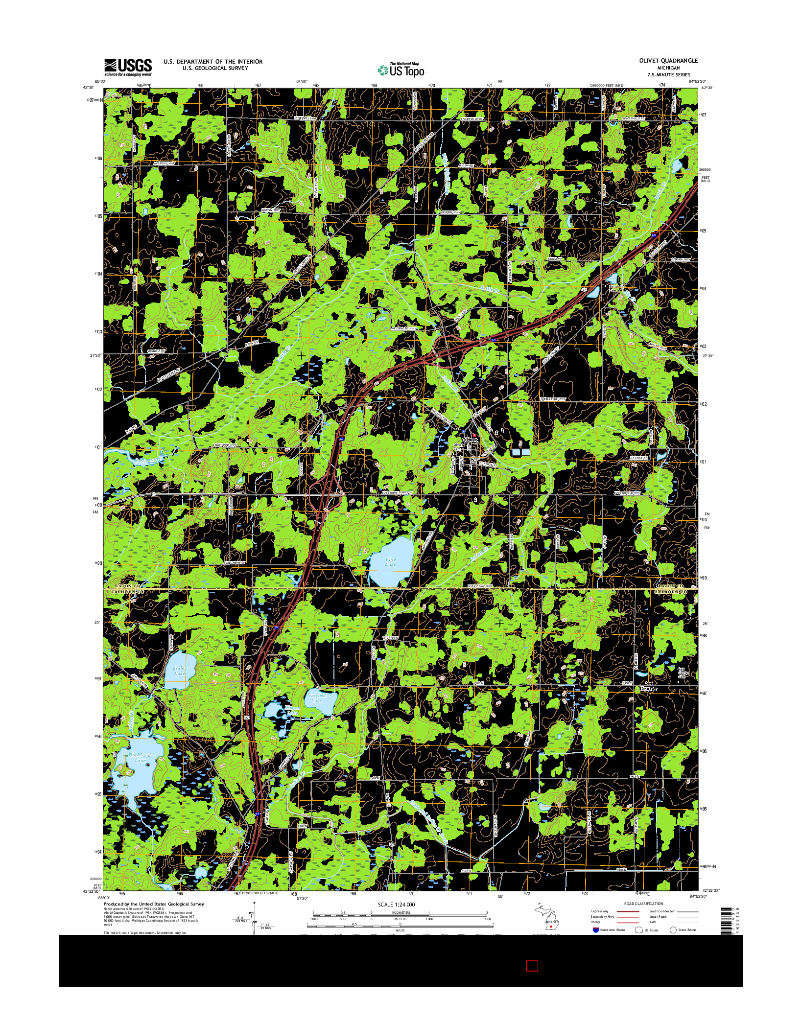 USGS US TOPO 7.5-MINUTE MAP FOR OLIVET, MI 2017