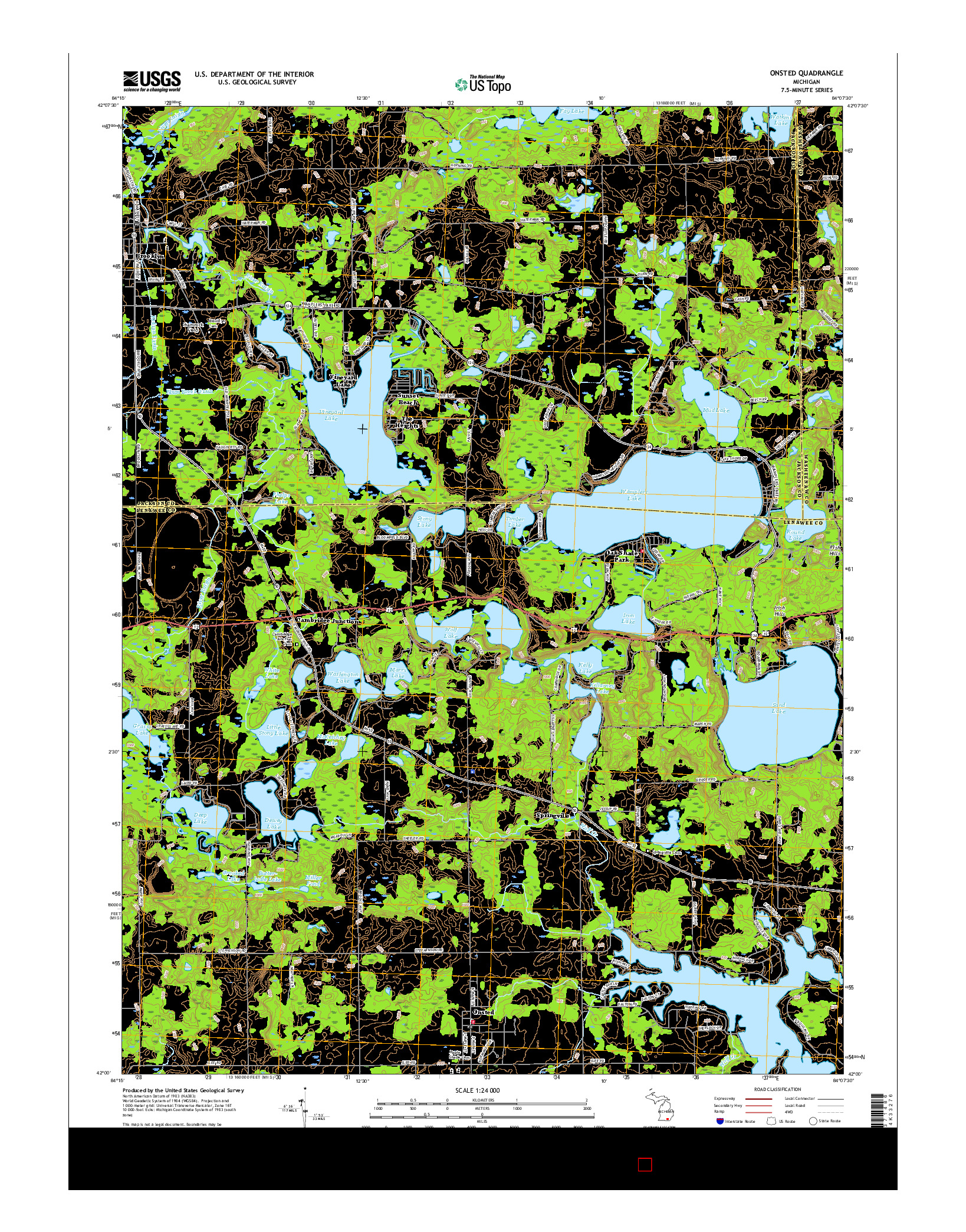 USGS US TOPO 7.5-MINUTE MAP FOR ONSTED, MI 2017