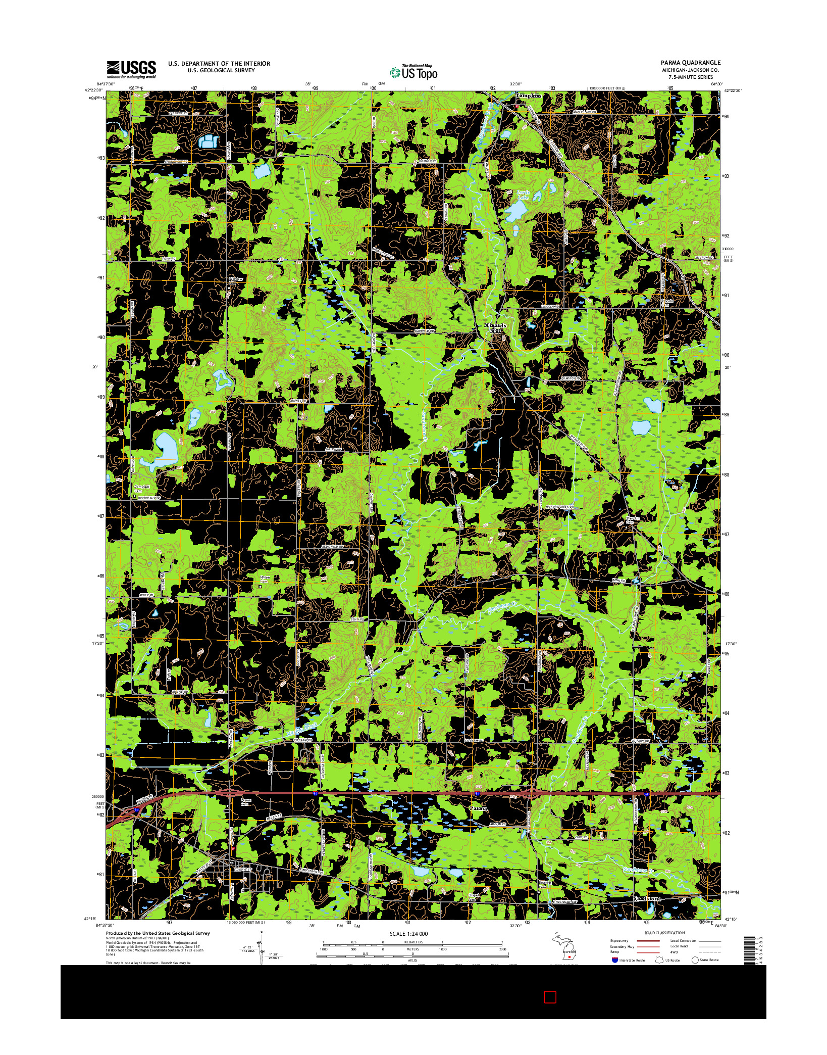 USGS US TOPO 7.5-MINUTE MAP FOR PARMA, MI 2017