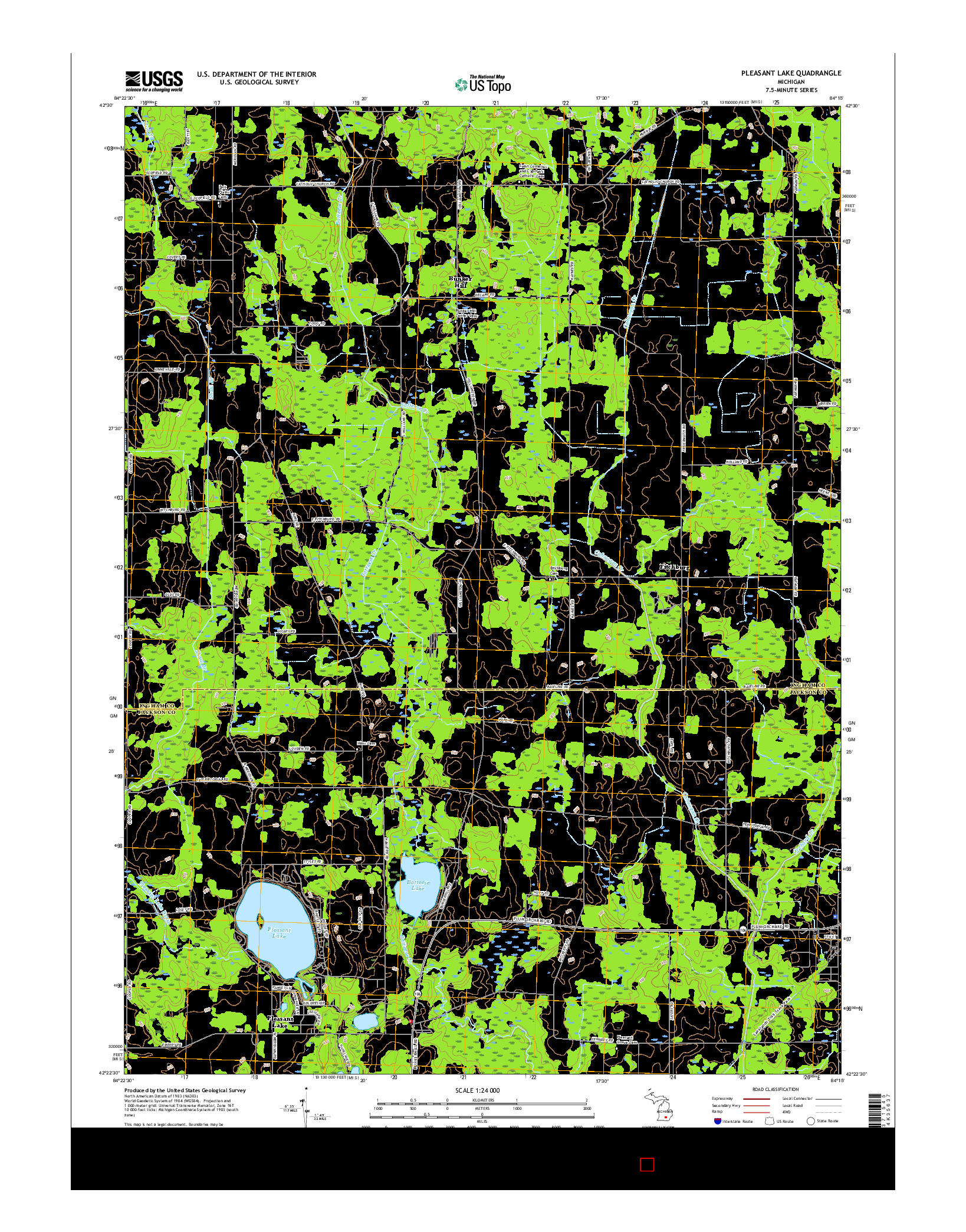 USGS US TOPO 7.5-MINUTE MAP FOR PLEASANT LAKE, MI 2017