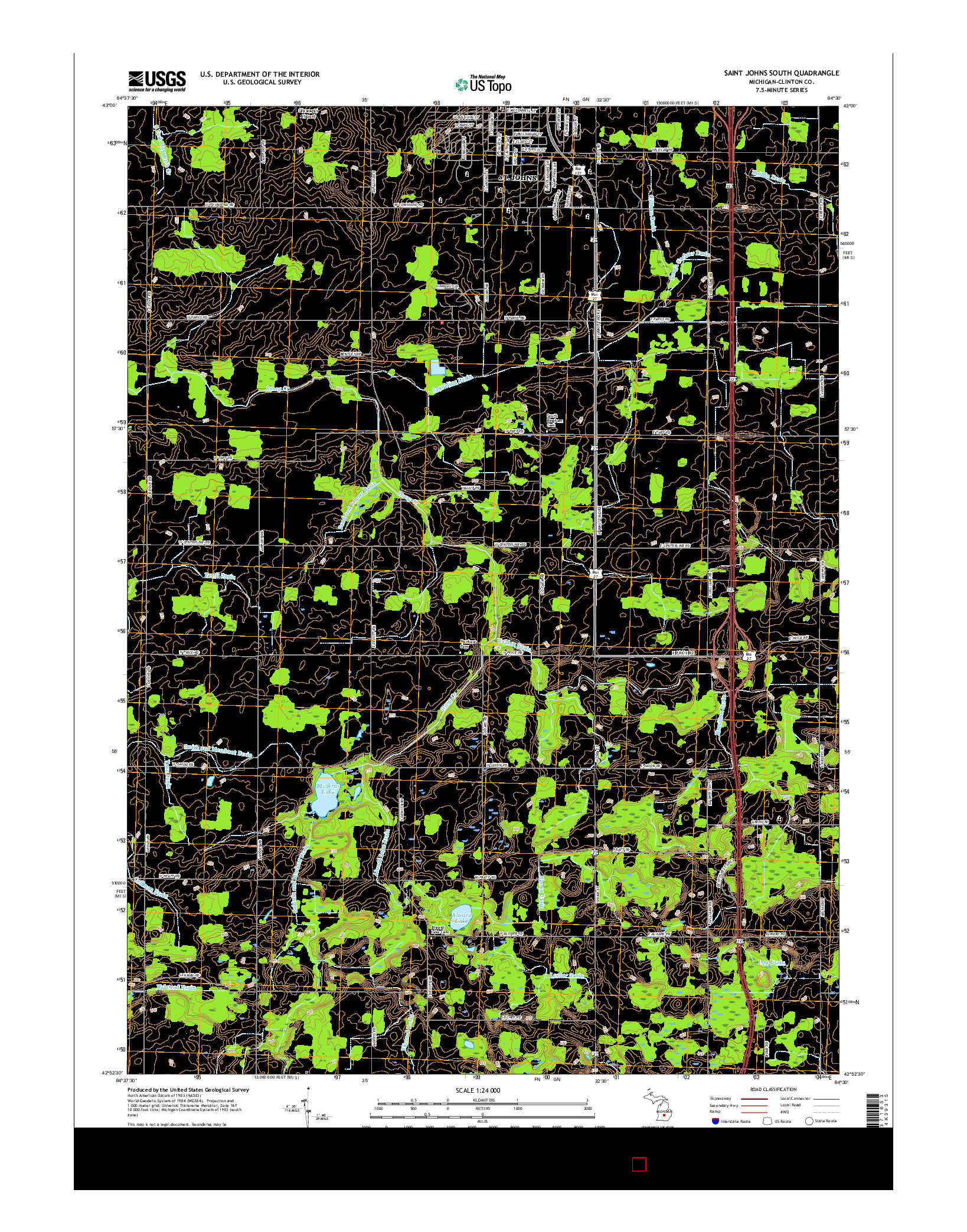 USGS US TOPO 7.5-MINUTE MAP FOR SAINT JOHNS SOUTH, MI 2017