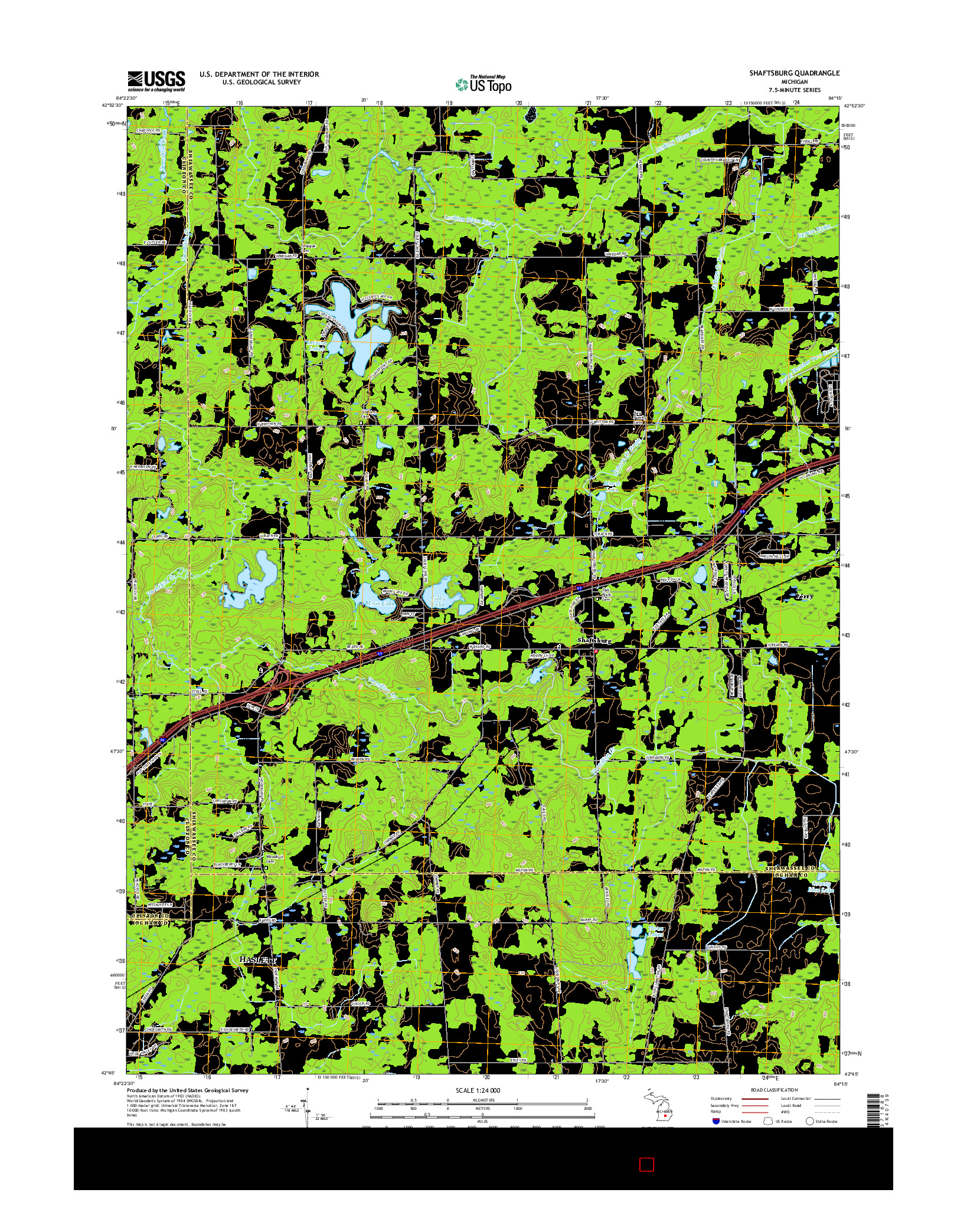 USGS US TOPO 7.5-MINUTE MAP FOR SHAFTSBURG, MI 2017