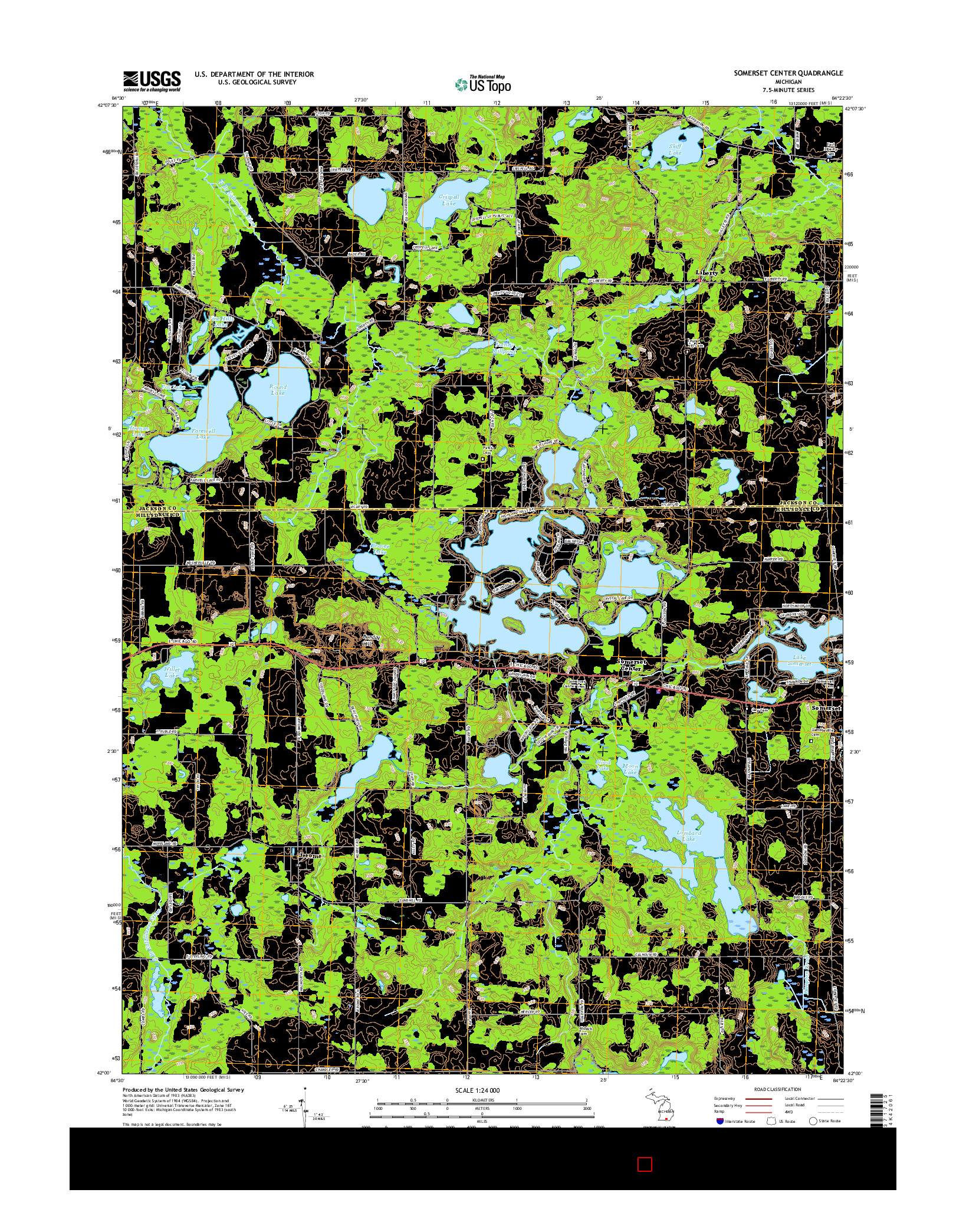 USGS US TOPO 7.5-MINUTE MAP FOR SOMERSET CENTER, MI 2017