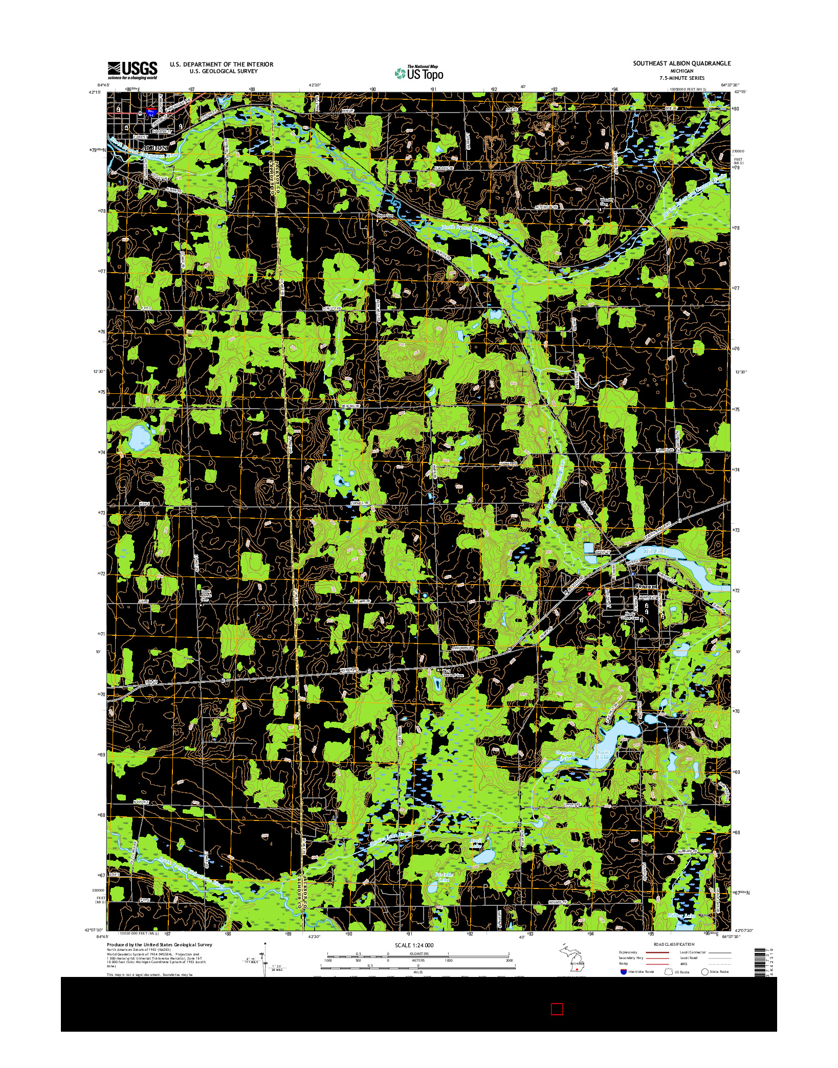 USGS US TOPO 7.5-MINUTE MAP FOR SOUTHEAST ALBION, MI 2017