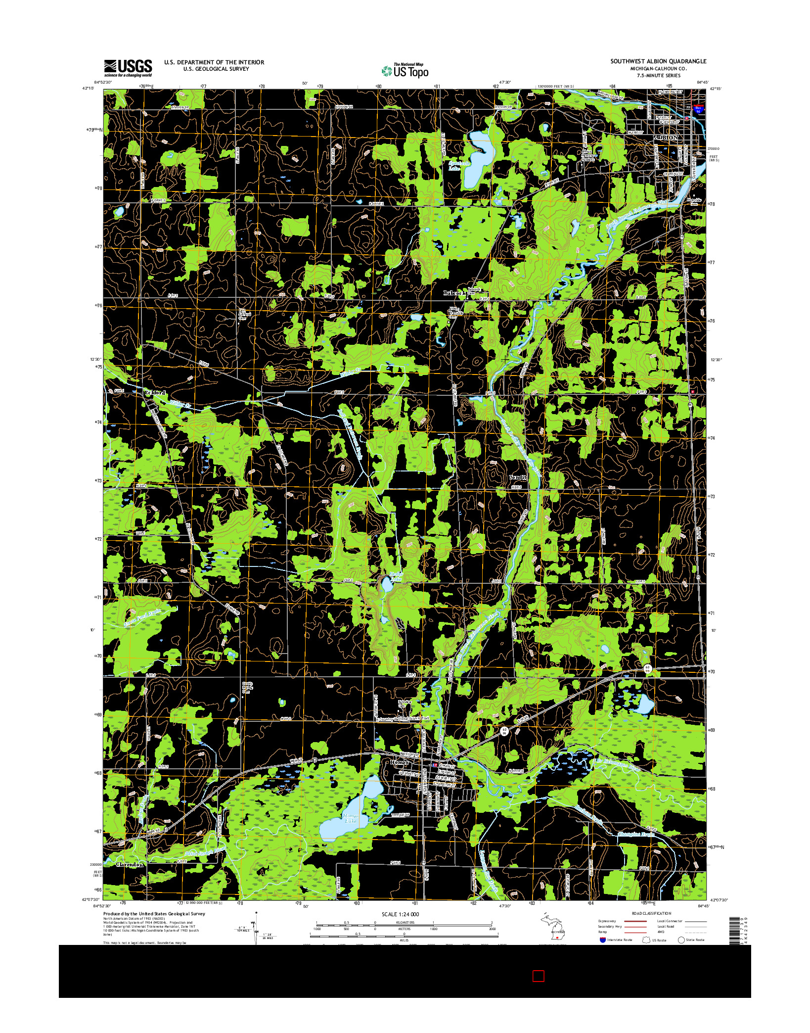 USGS US TOPO 7.5-MINUTE MAP FOR SOUTHWEST ALBION, MI 2017