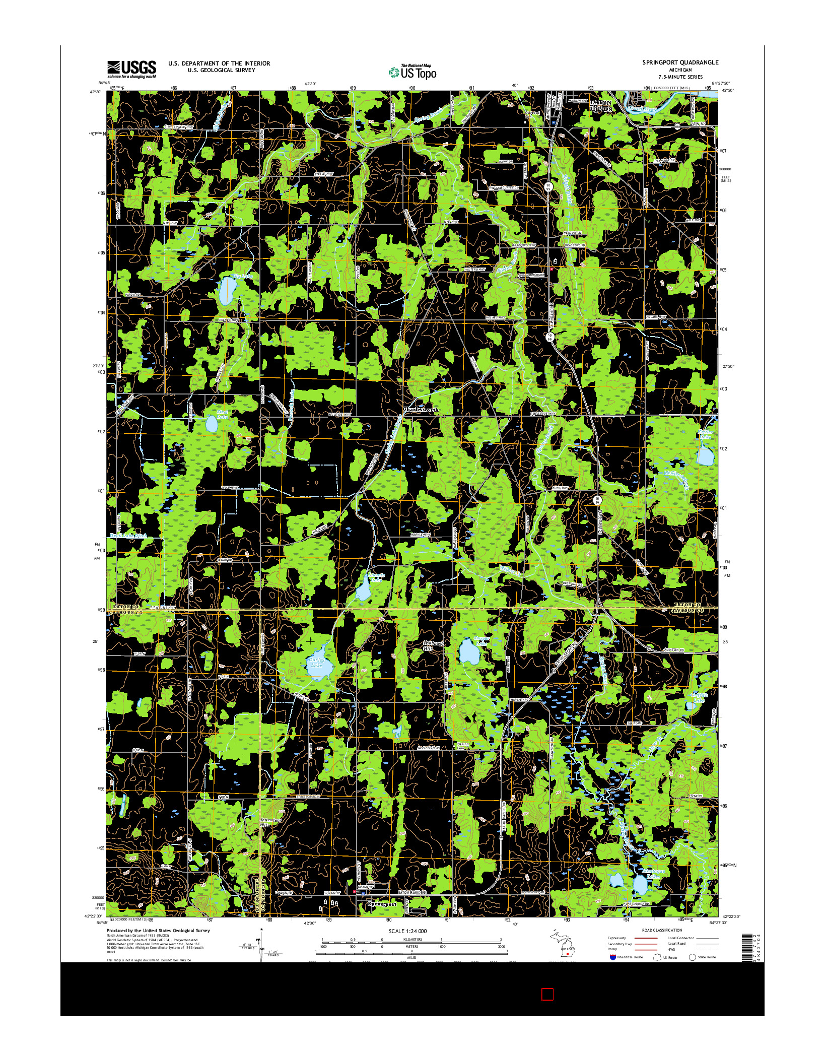 USGS US TOPO 7.5-MINUTE MAP FOR SPRINGPORT, MI 2017