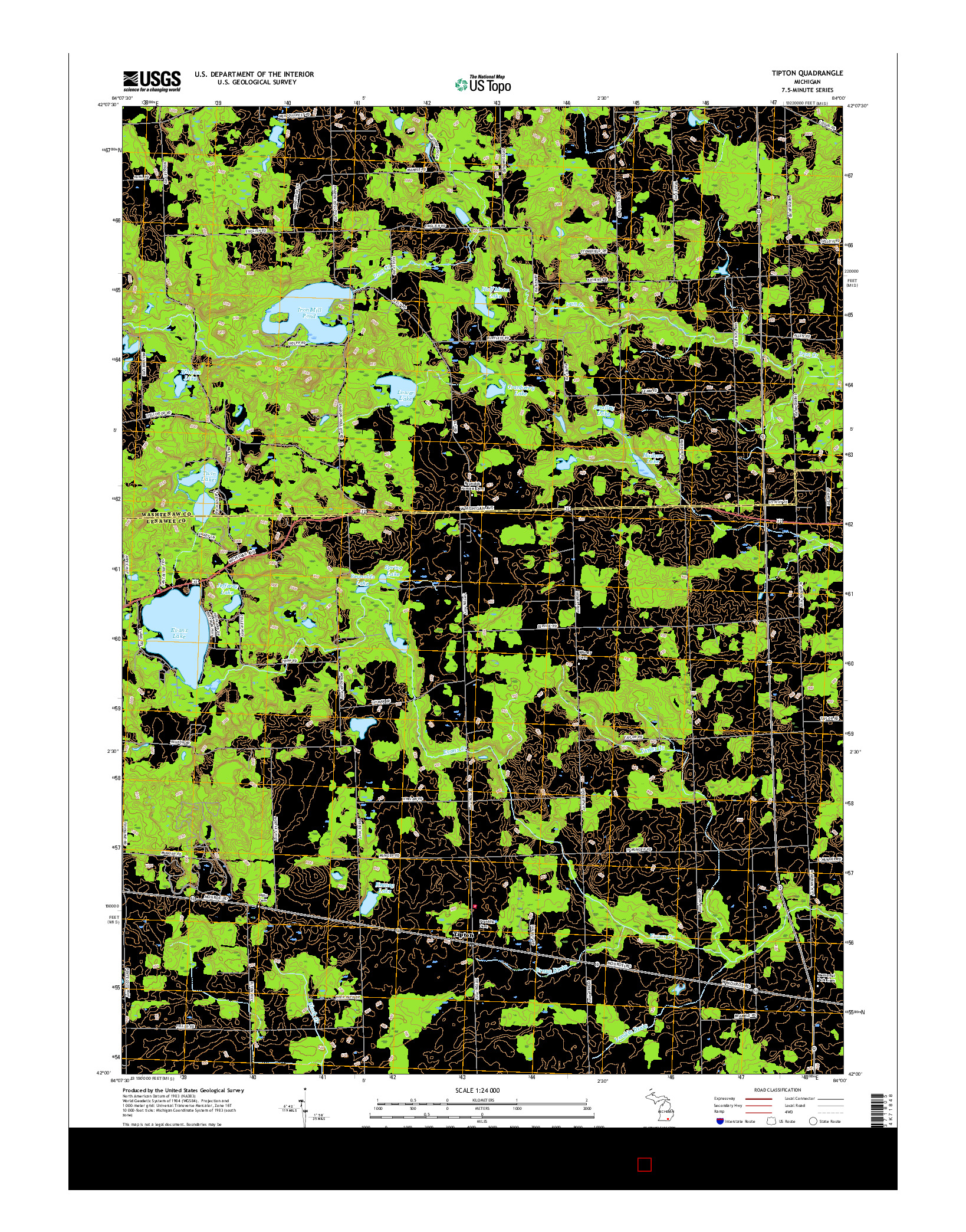 USGS US TOPO 7.5-MINUTE MAP FOR TIPTON, MI 2017