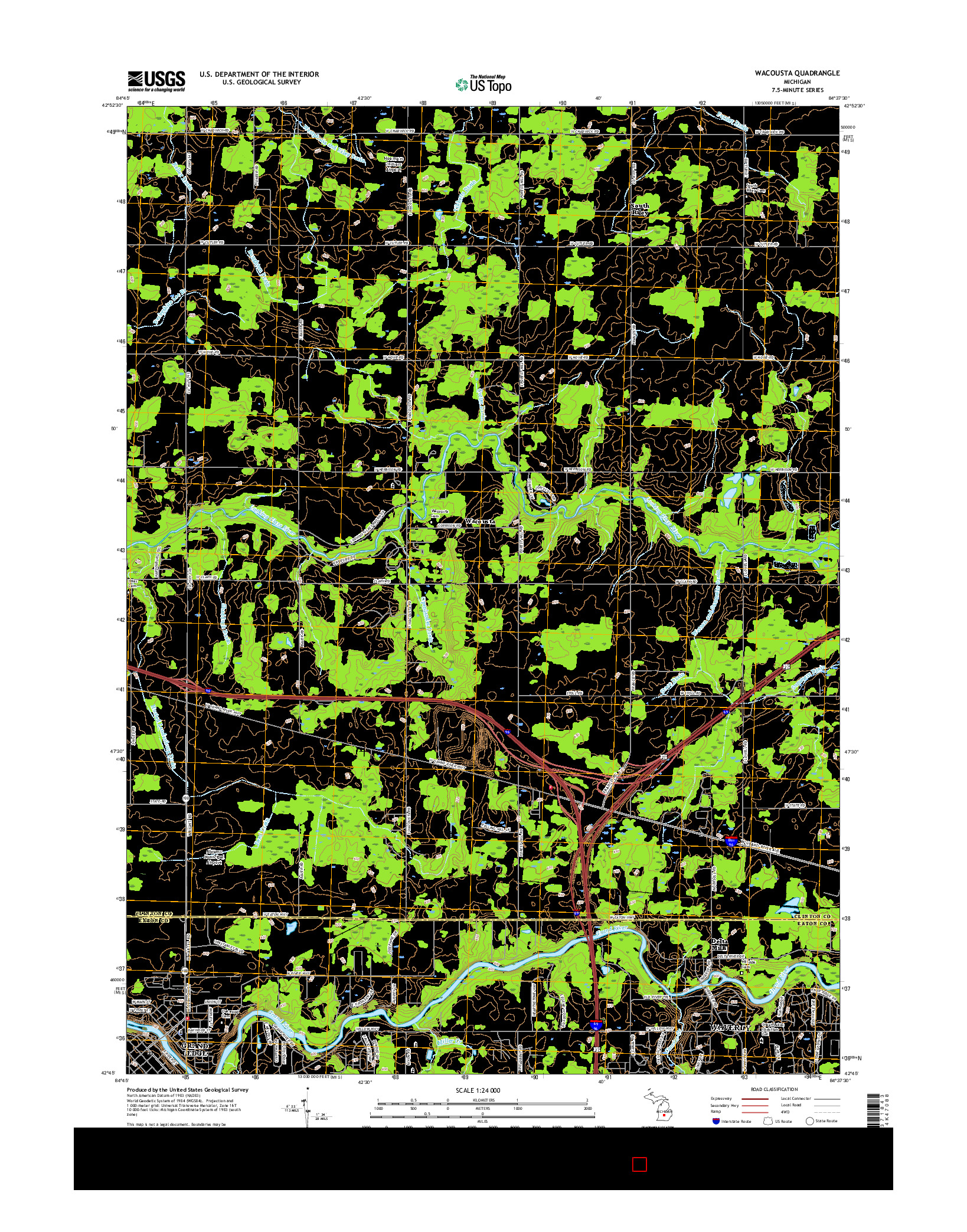 USGS US TOPO 7.5-MINUTE MAP FOR WACOUSTA, MI 2017