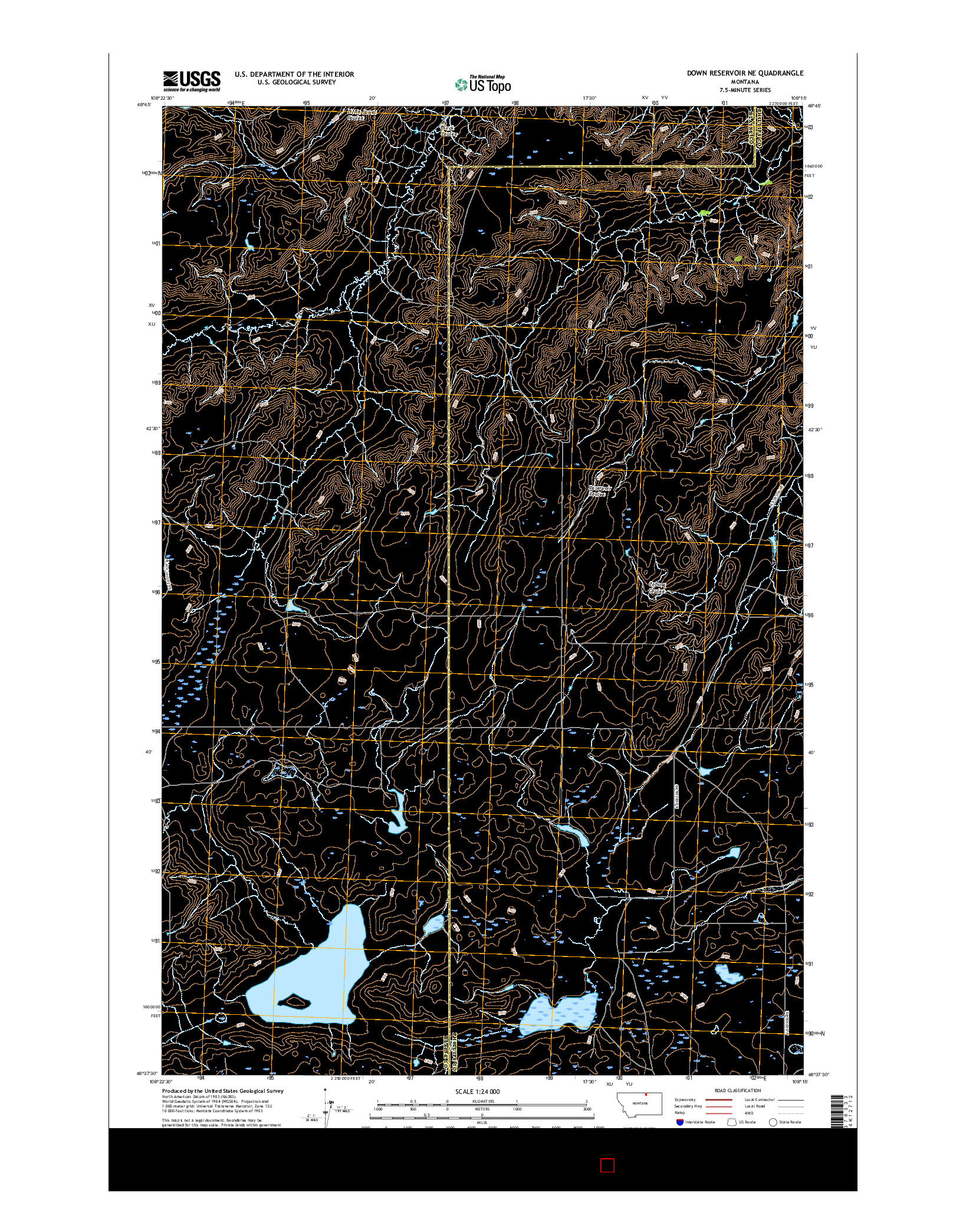 USGS US TOPO 7.5-MINUTE MAP FOR DOWN RESERVOIR NE, MT 2017