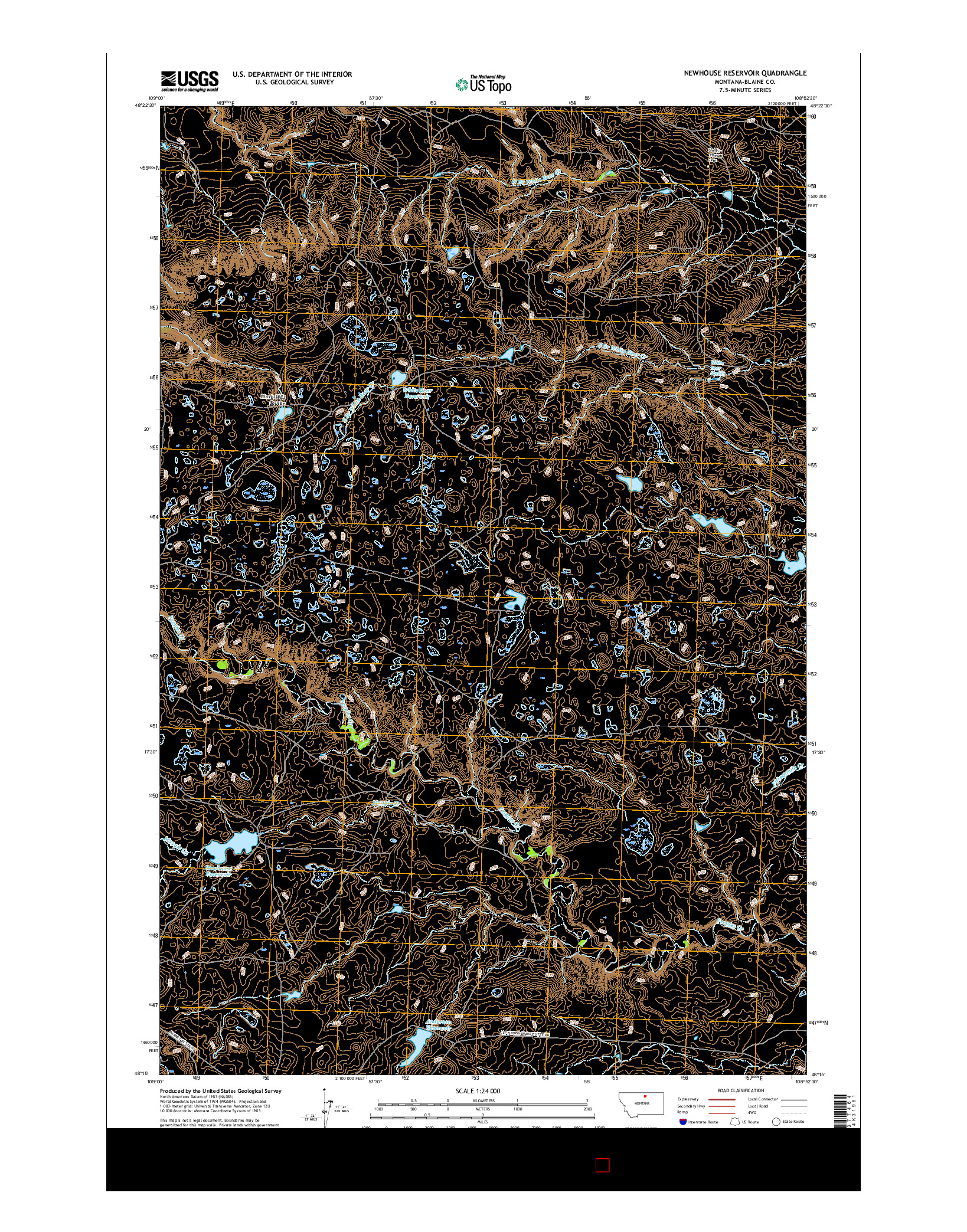 USGS US TOPO 7.5-MINUTE MAP FOR NEWHOUSE RESERVOIR, MT 2017