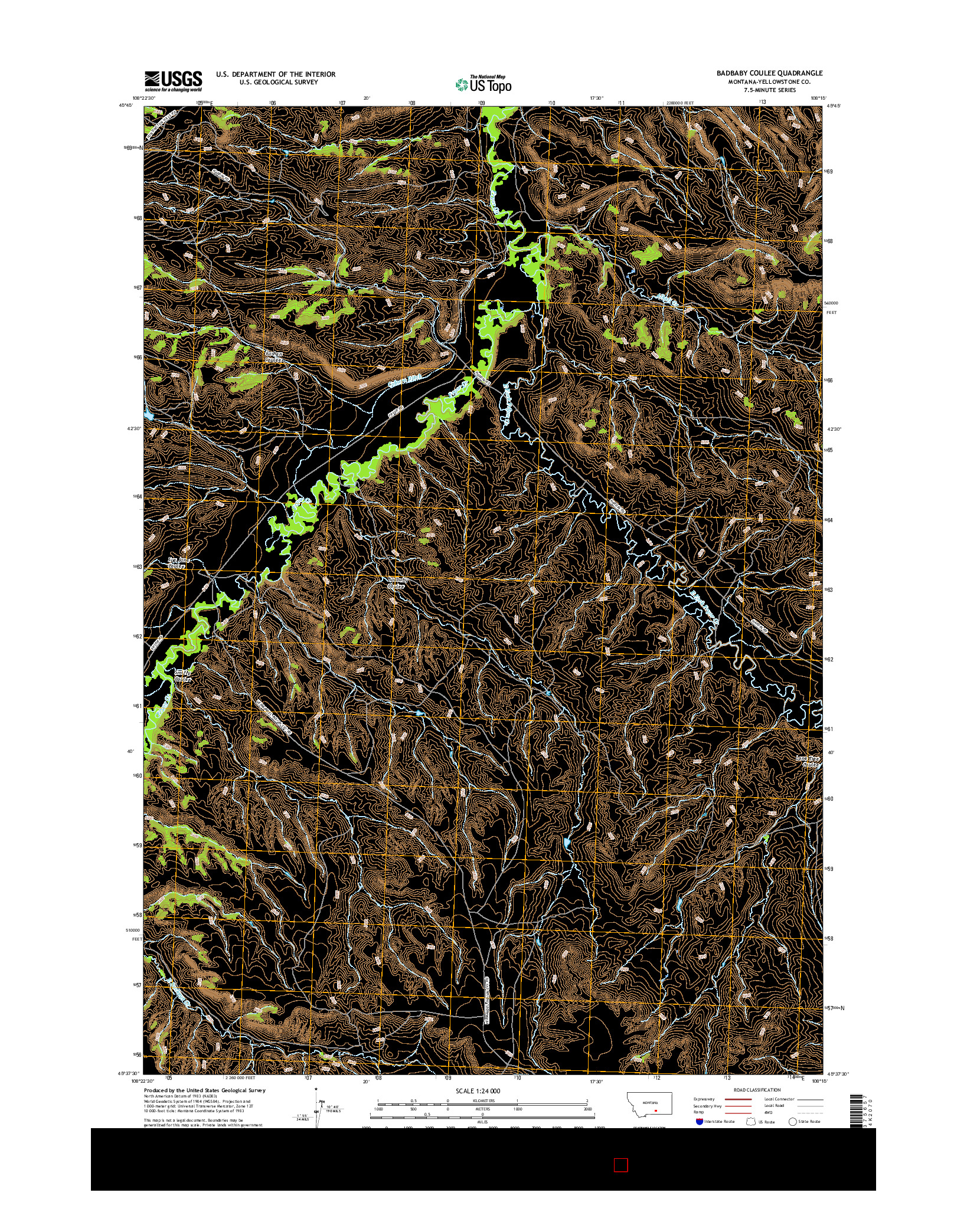 USGS US TOPO 7.5-MINUTE MAP FOR BADBABY COULEE, MT 2017