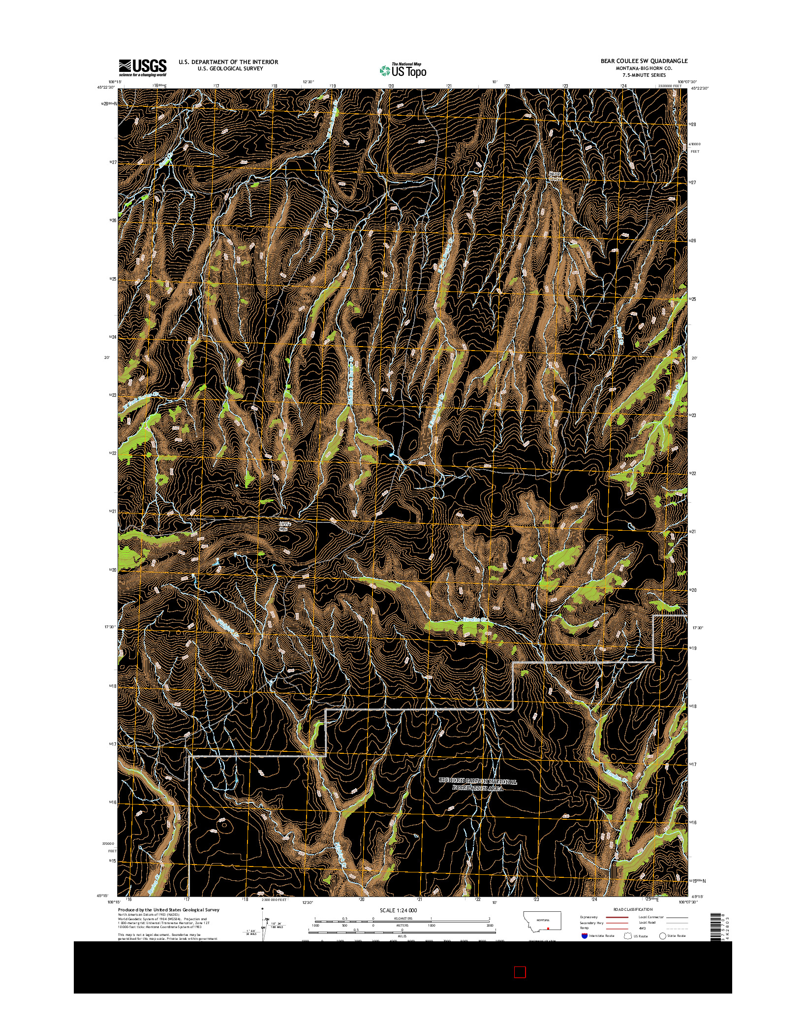 USGS US TOPO 7.5-MINUTE MAP FOR BEAR COULEE SW, MT 2017