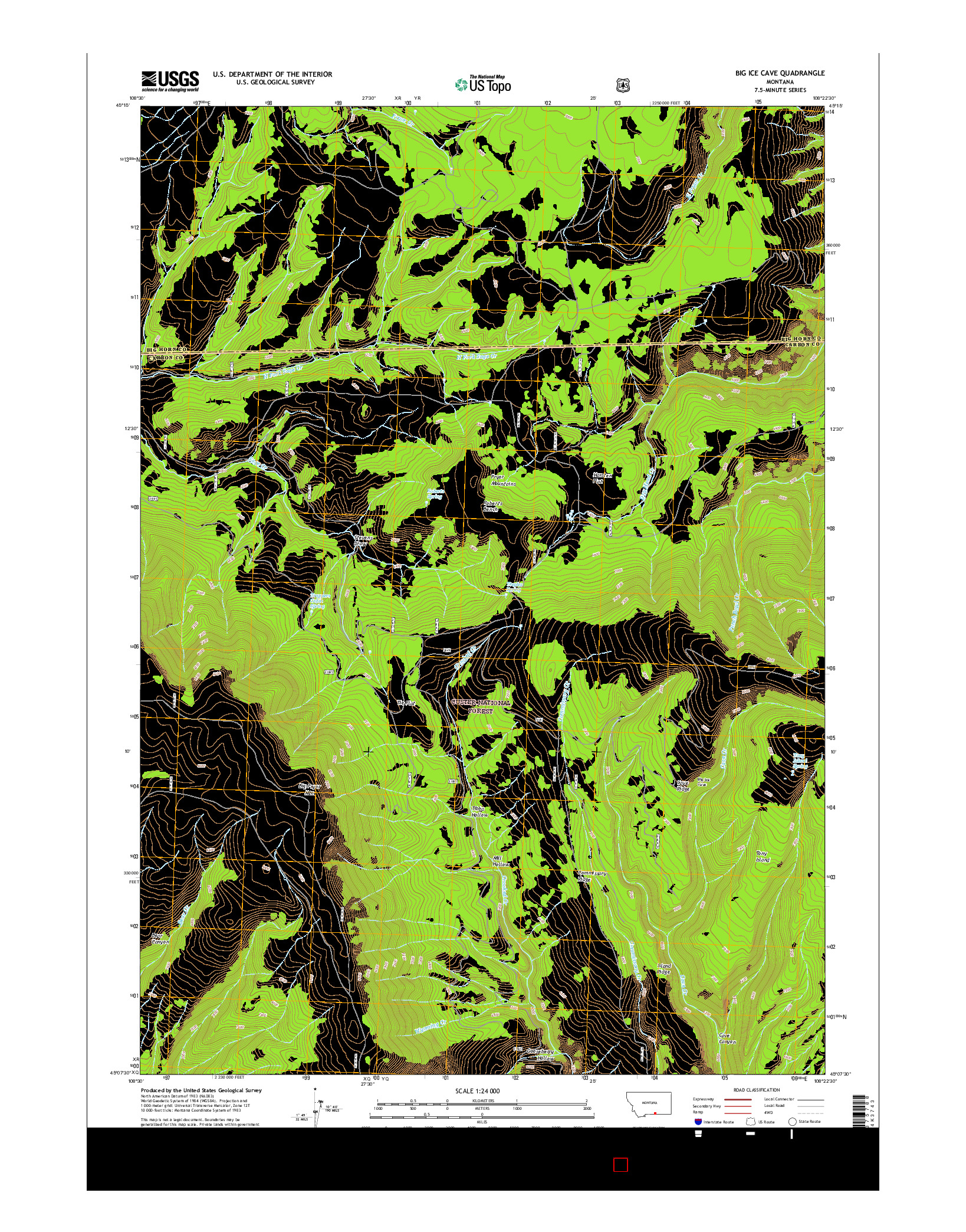 USGS US TOPO 7.5-MINUTE MAP FOR BIG ICE CAVE, MT 2017