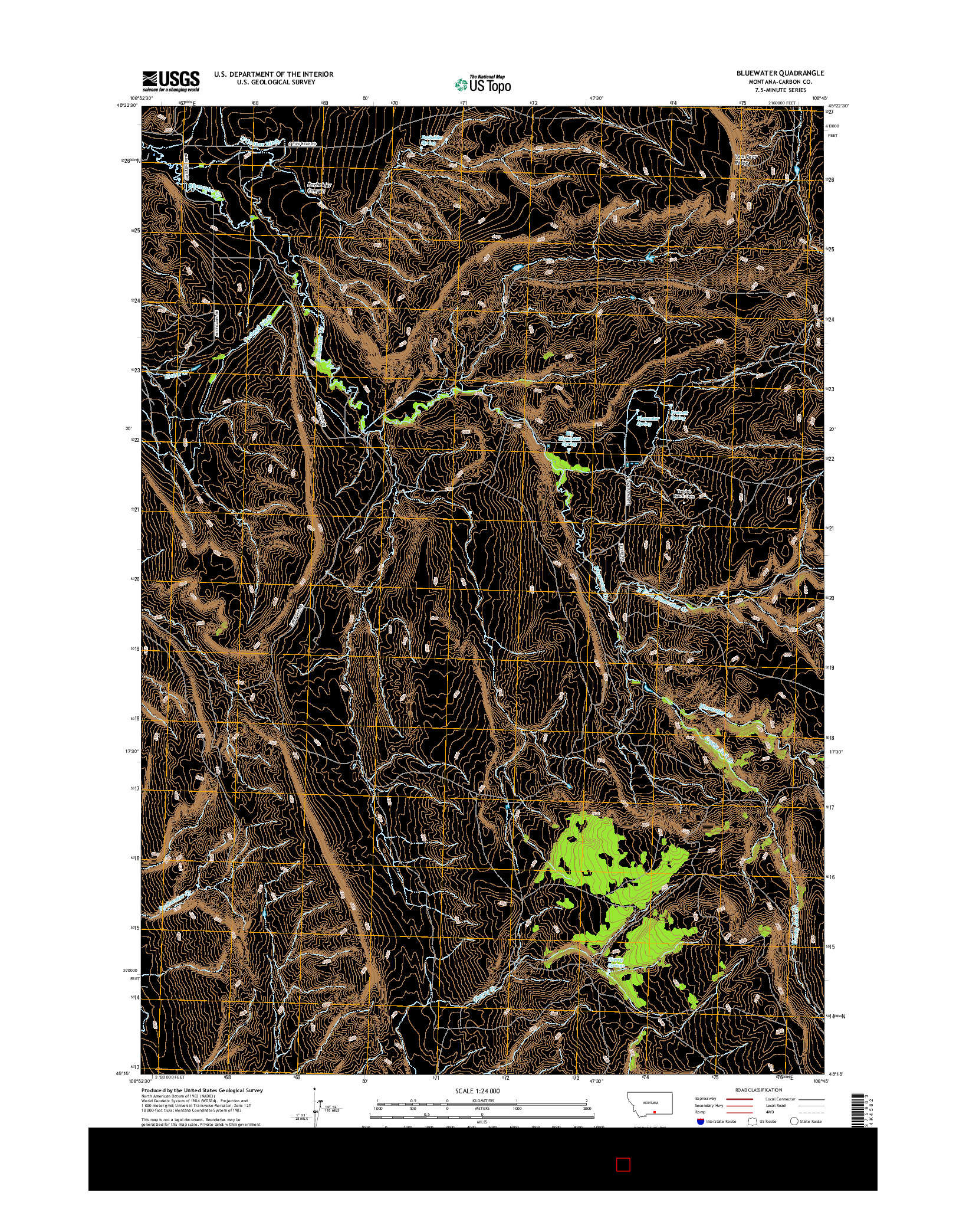 USGS US TOPO 7.5-MINUTE MAP FOR BLUEWATER, MT 2017