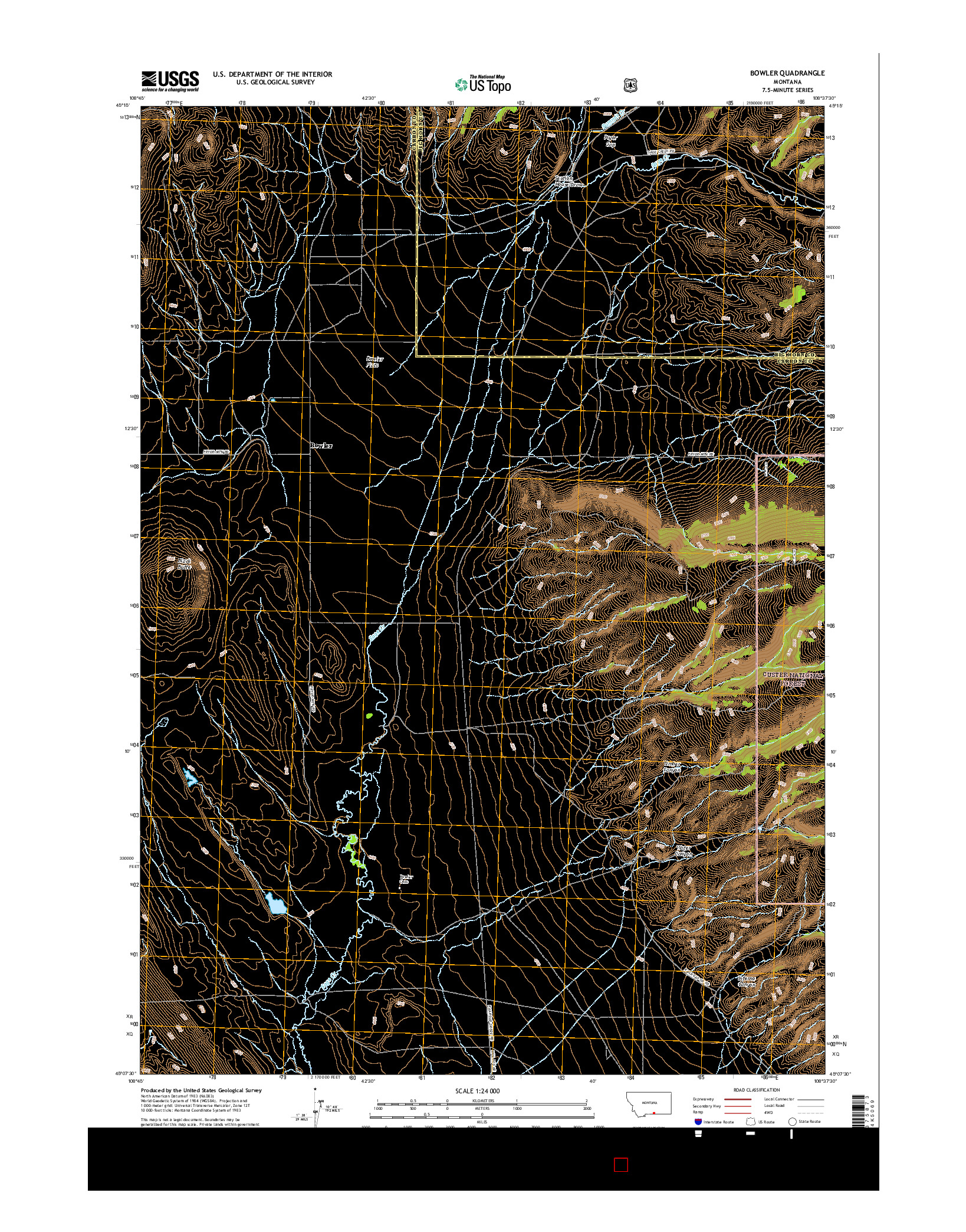 USGS US TOPO 7.5-MINUTE MAP FOR BOWLER, MT 2017