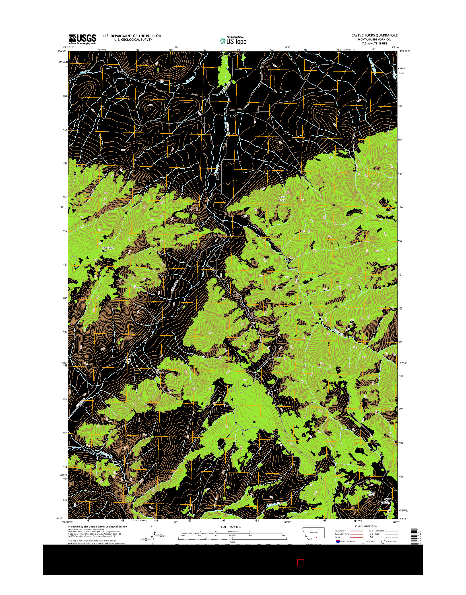 USGS US TOPO 7.5-MINUTE MAP FOR CASTLE ROCKS, MT 2017