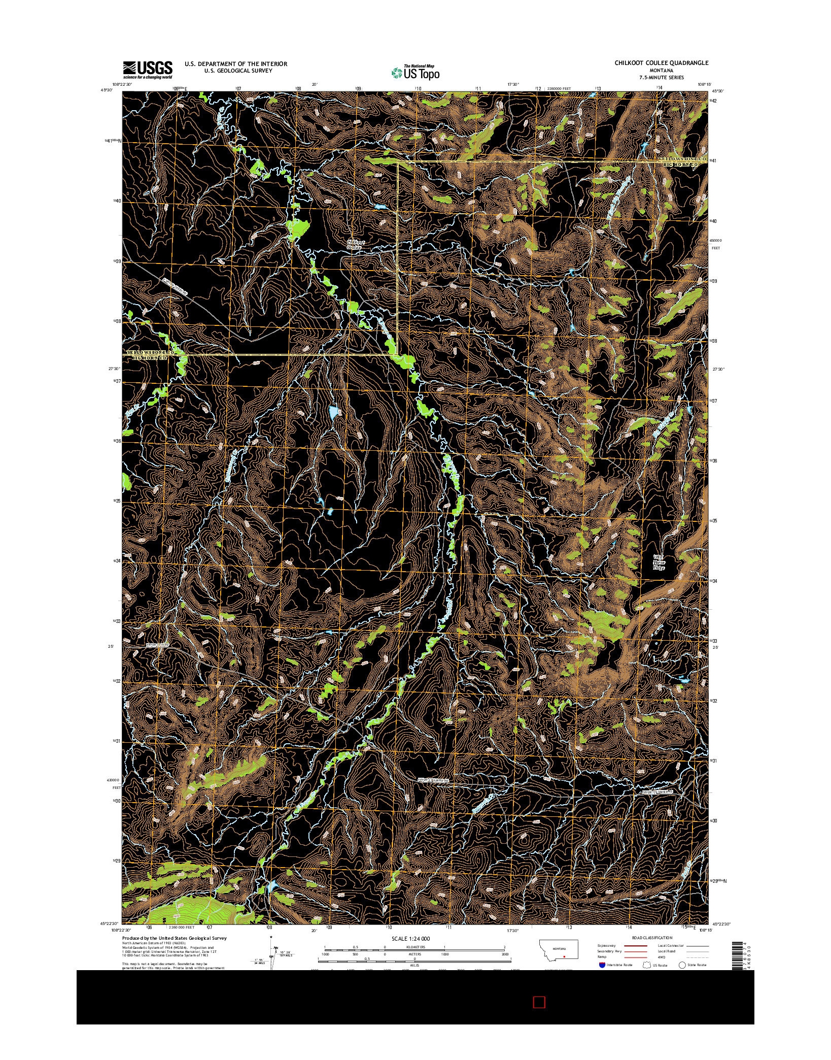 USGS US TOPO 7.5-MINUTE MAP FOR CHILKOOT COULEE, MT 2017