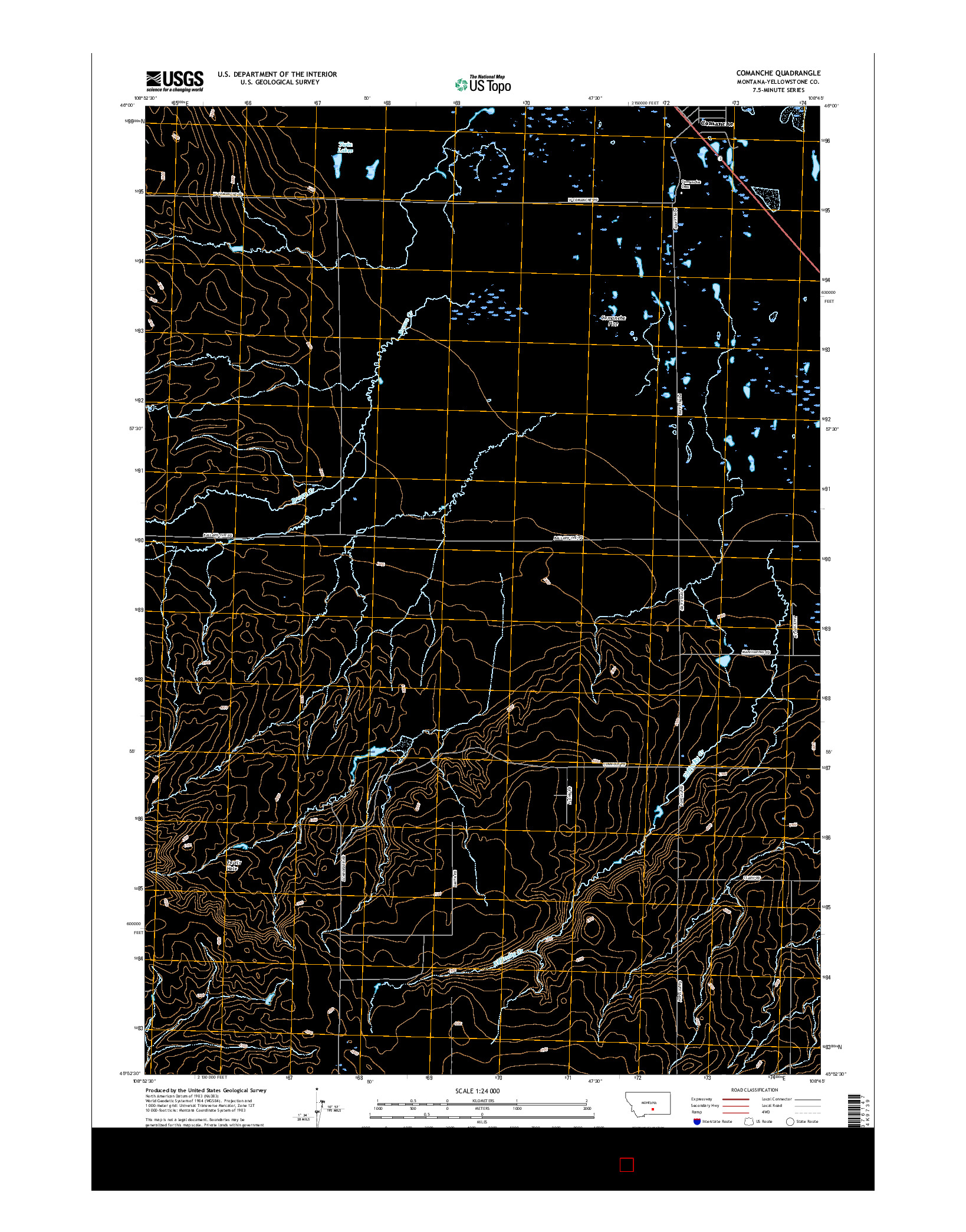 USGS US TOPO 7.5-MINUTE MAP FOR COMANCHE, MT 2017