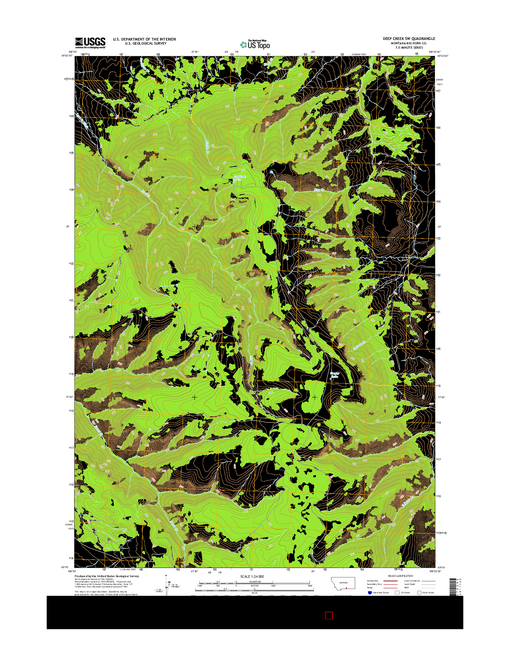 USGS US TOPO 7.5-MINUTE MAP FOR DEEP CREEK SW, MT 2017