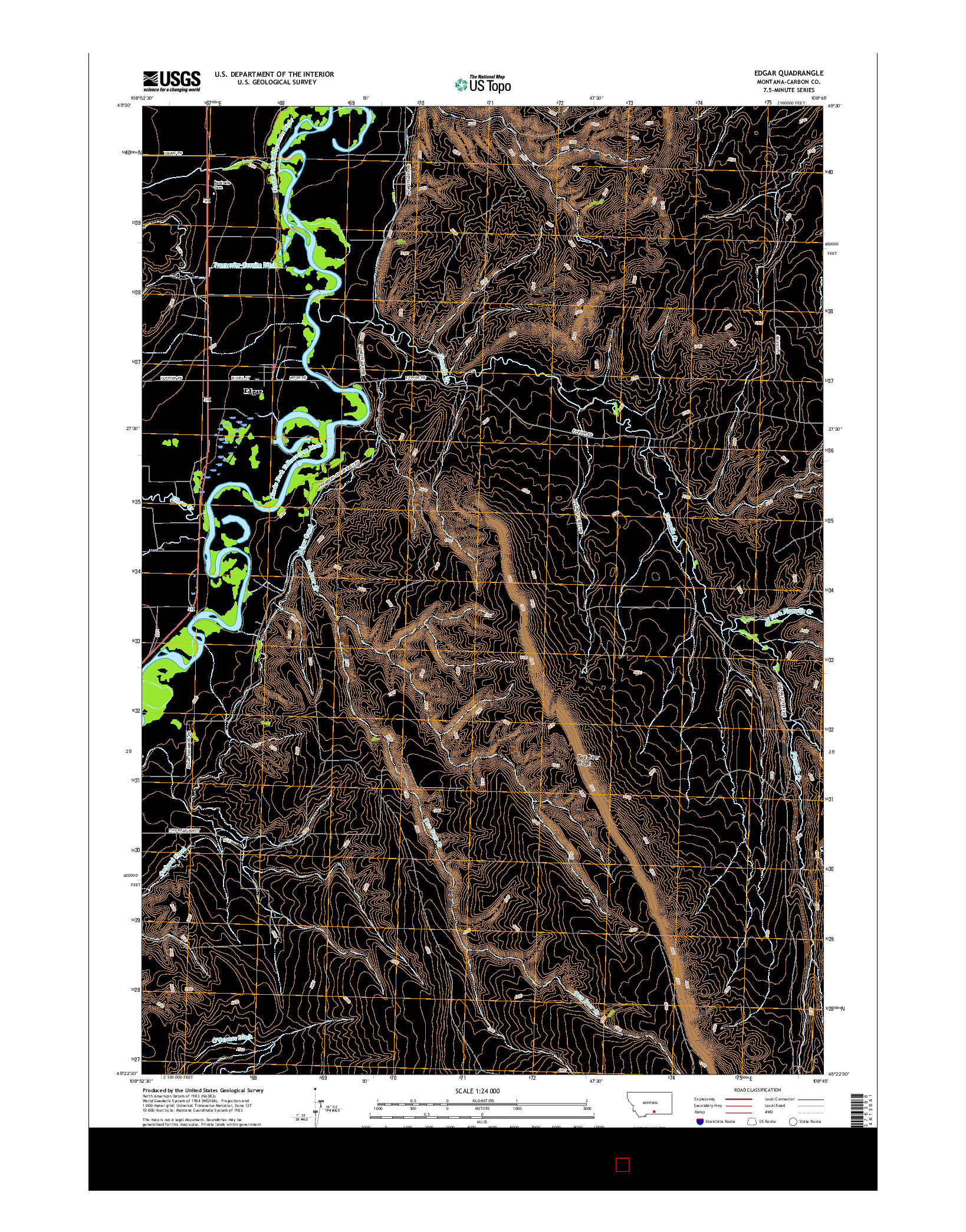 USGS US TOPO 7.5-MINUTE MAP FOR EDGAR, MT 2017