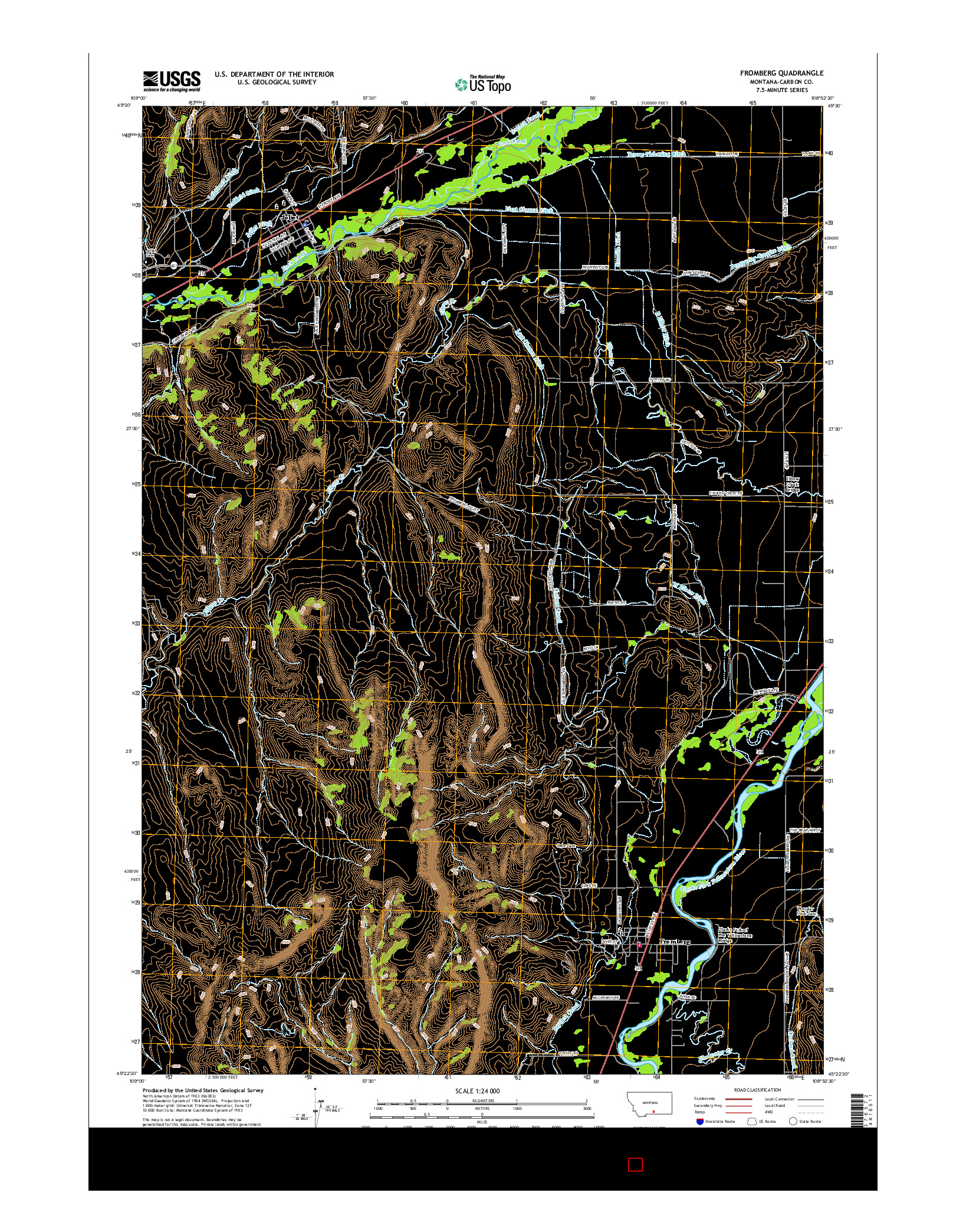 USGS US TOPO 7.5-MINUTE MAP FOR FROMBERG, MT 2017