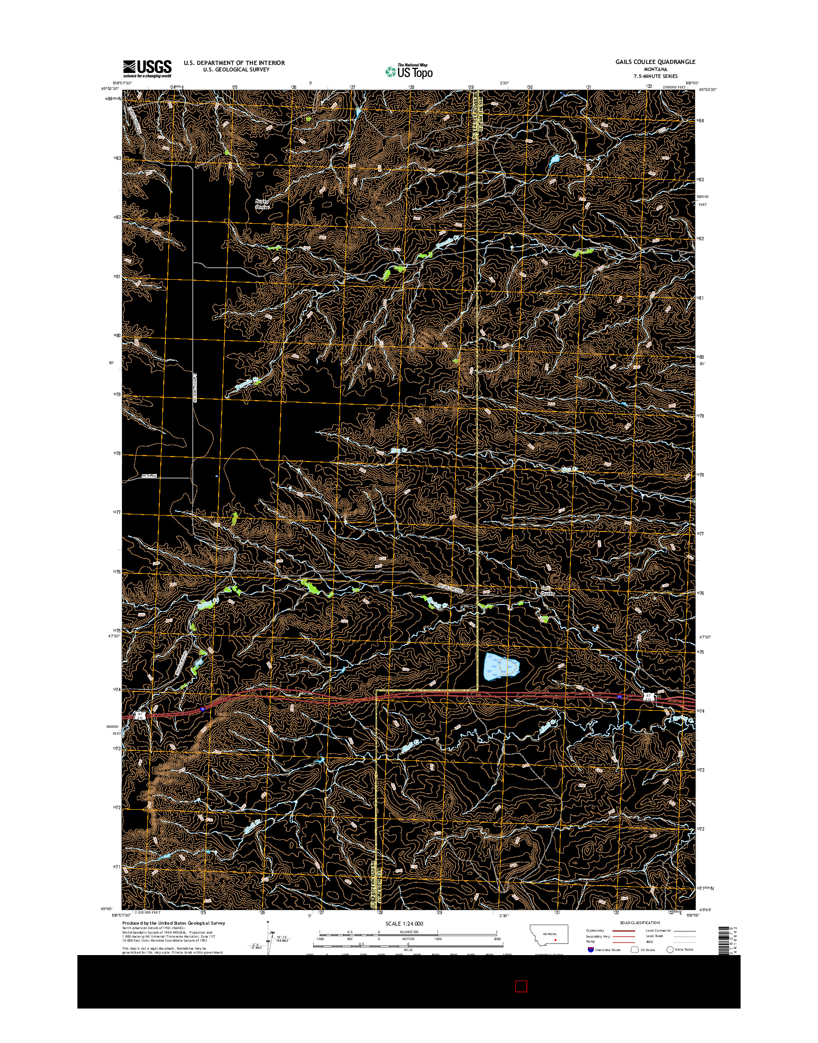 USGS US TOPO 7.5-MINUTE MAP FOR GAILS COULEE, MT 2017