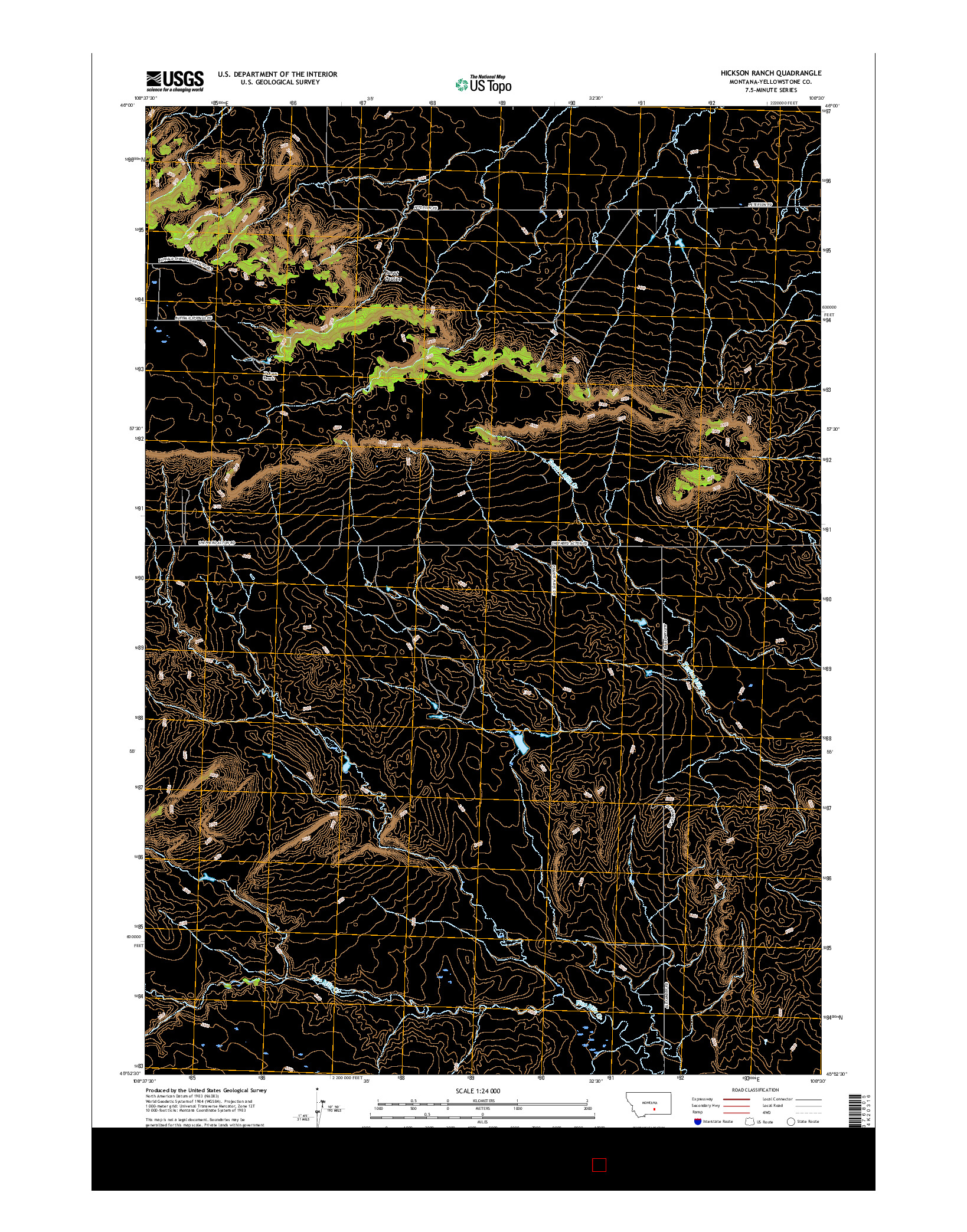 USGS US TOPO 7.5-MINUTE MAP FOR HICKSON RANCH, MT 2017
