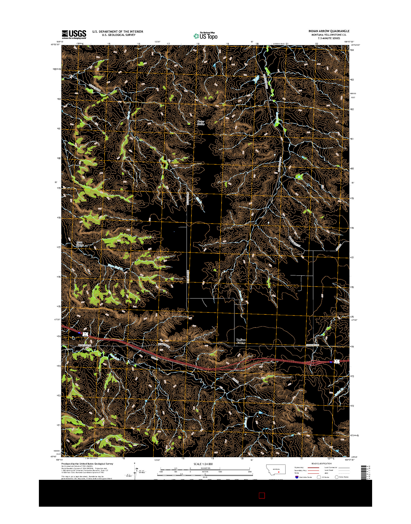 USGS US TOPO 7.5-MINUTE MAP FOR INDIAN ARROW, MT 2017