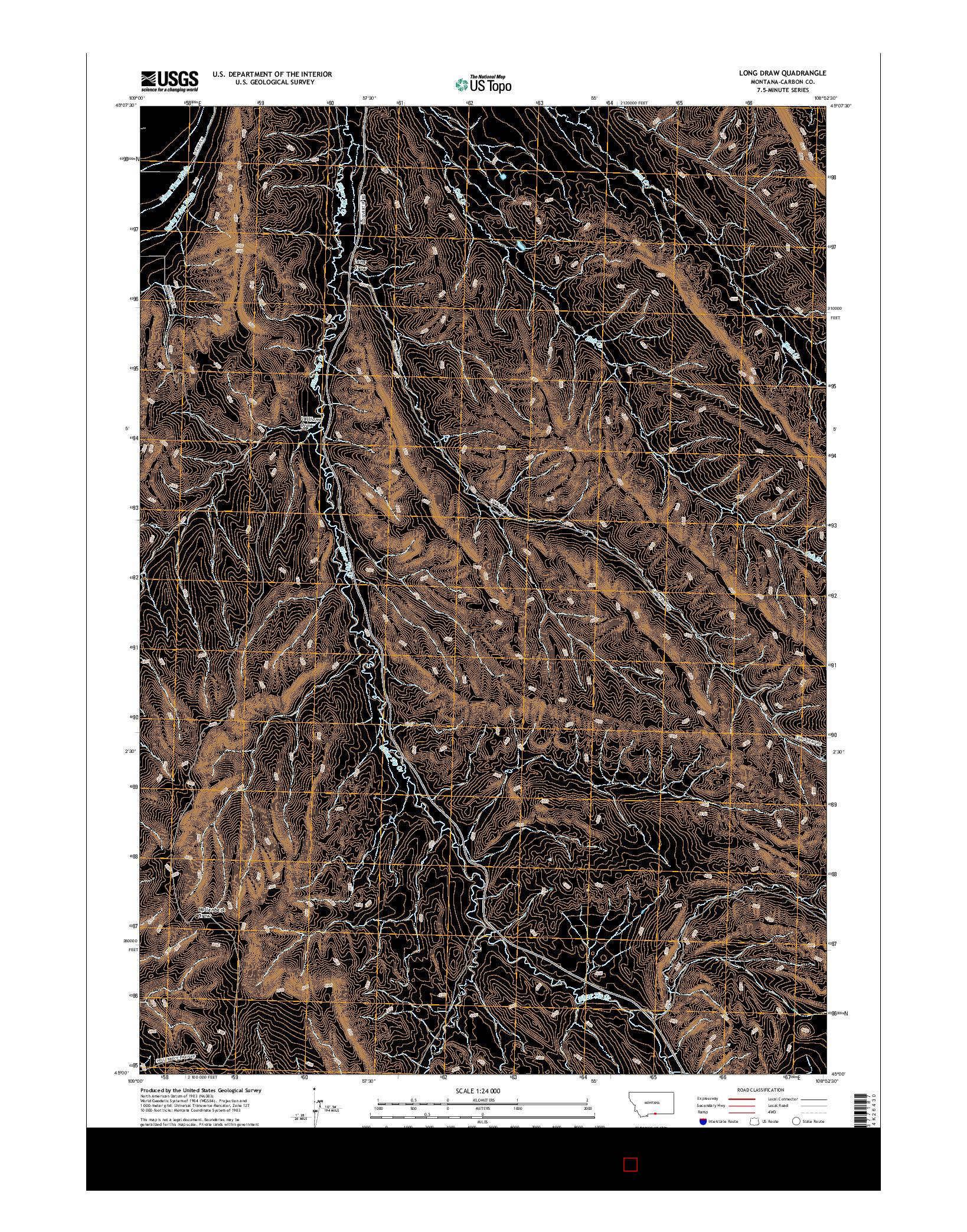 USGS US TOPO 7.5-MINUTE MAP FOR LONG DRAW, MT 2017
