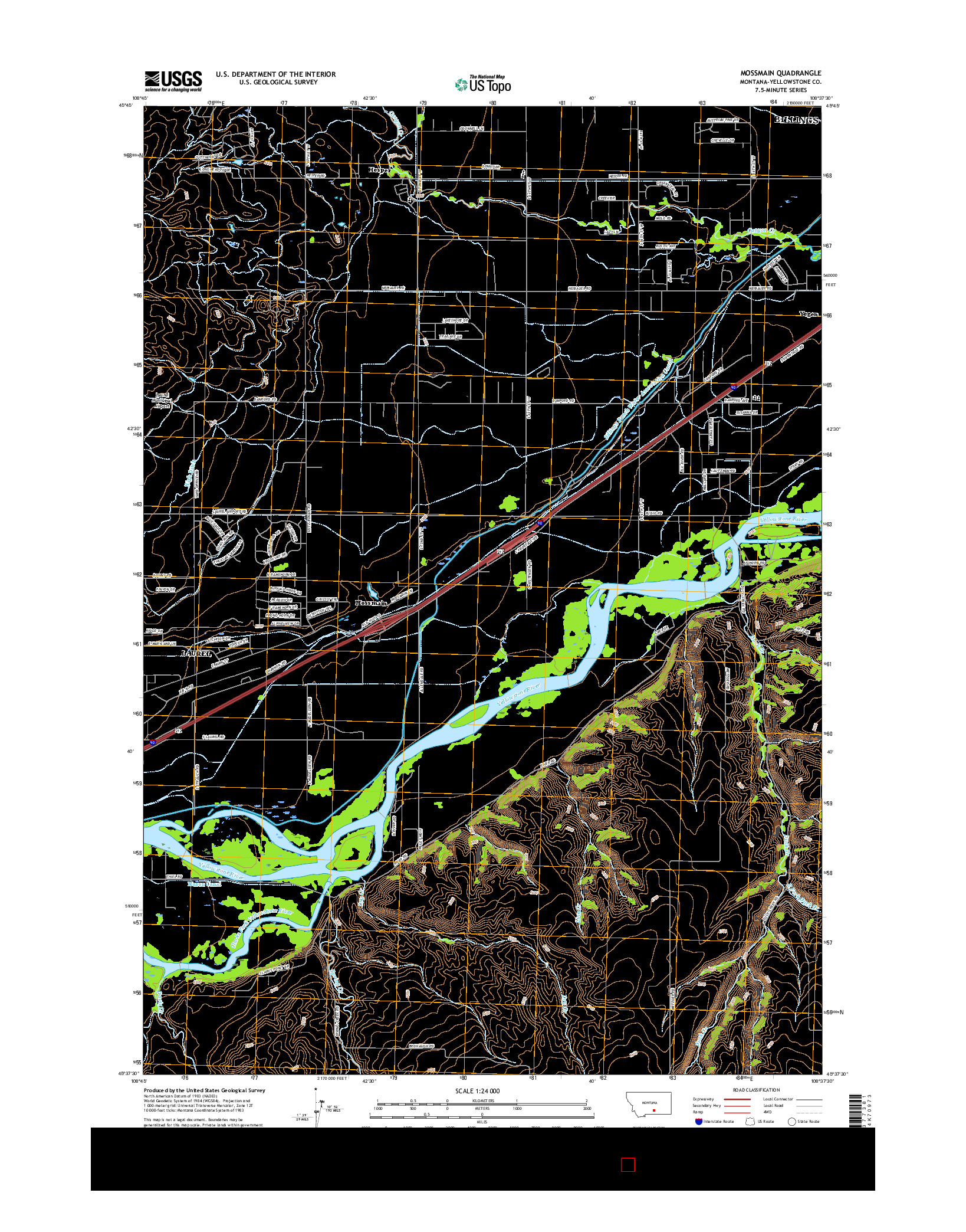 USGS US TOPO 7.5-MINUTE MAP FOR MOSSMAIN, MT 2017