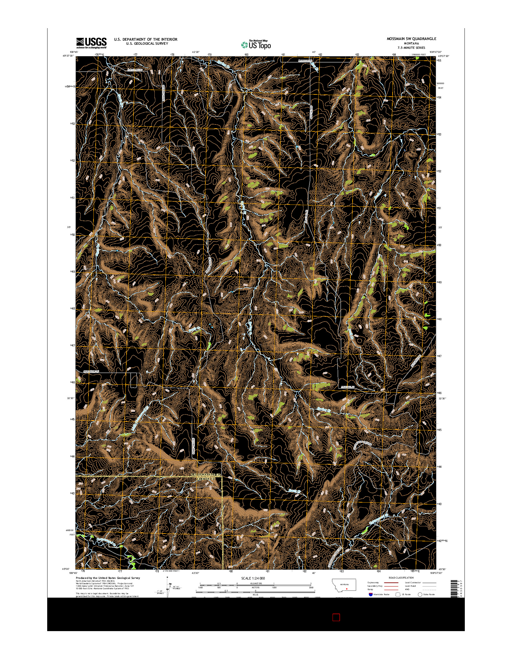 USGS US TOPO 7.5-MINUTE MAP FOR MOSSMAIN SW, MT 2017