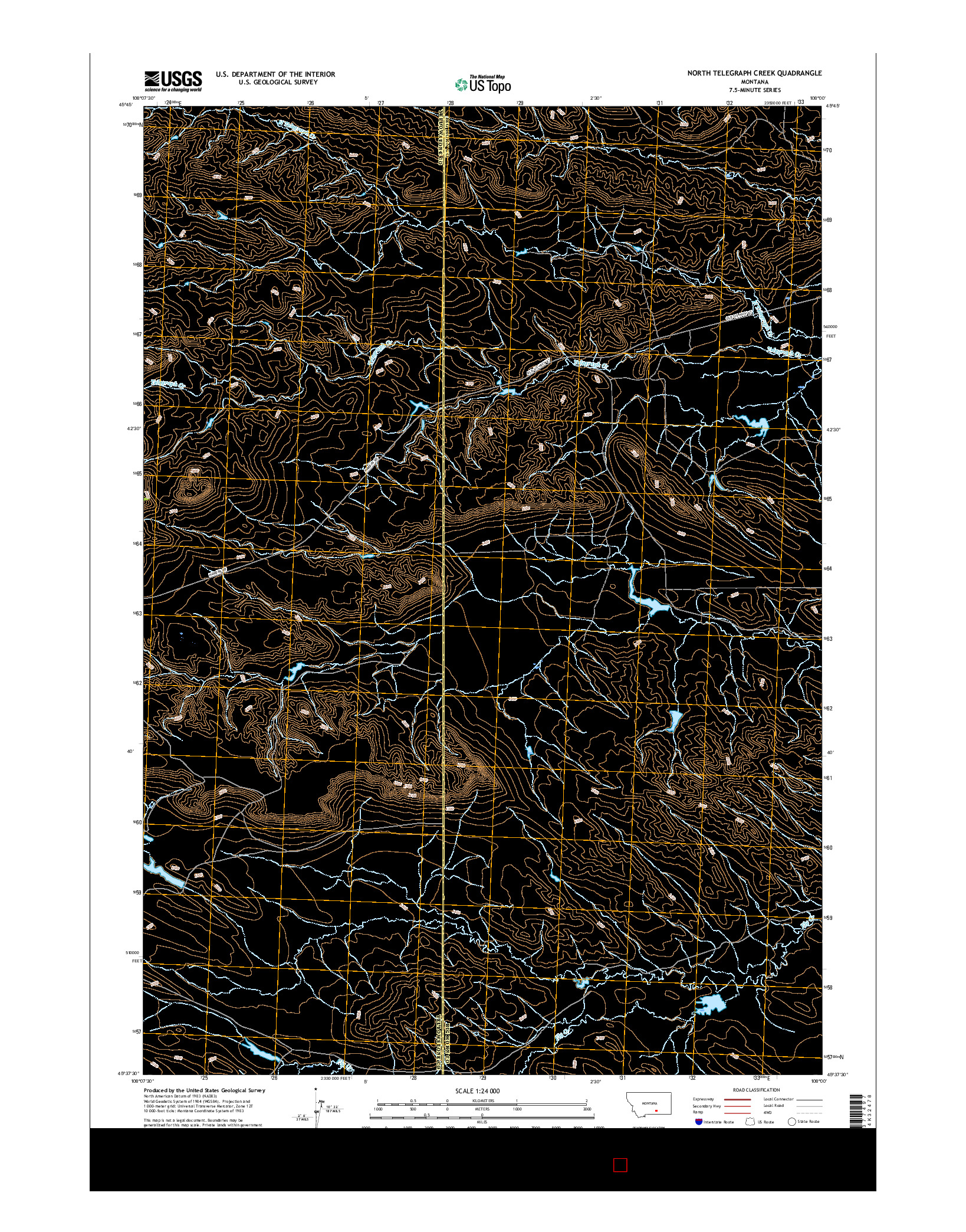 USGS US TOPO 7.5-MINUTE MAP FOR NORTH TELEGRAPH CREEK, MT 2017