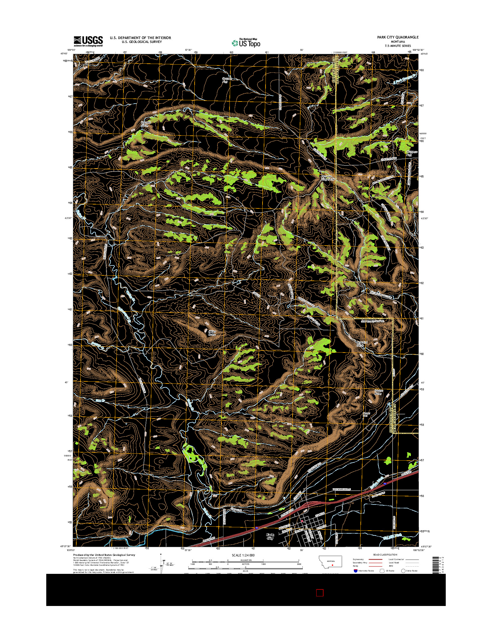 USGS US TOPO 7.5-MINUTE MAP FOR PARK CITY, MT 2017