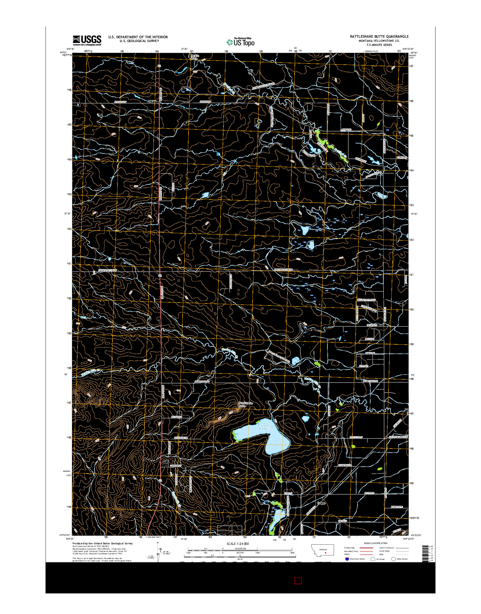 USGS US TOPO 7.5-MINUTE MAP FOR RATTLESNAKE BUTTE, MT 2017