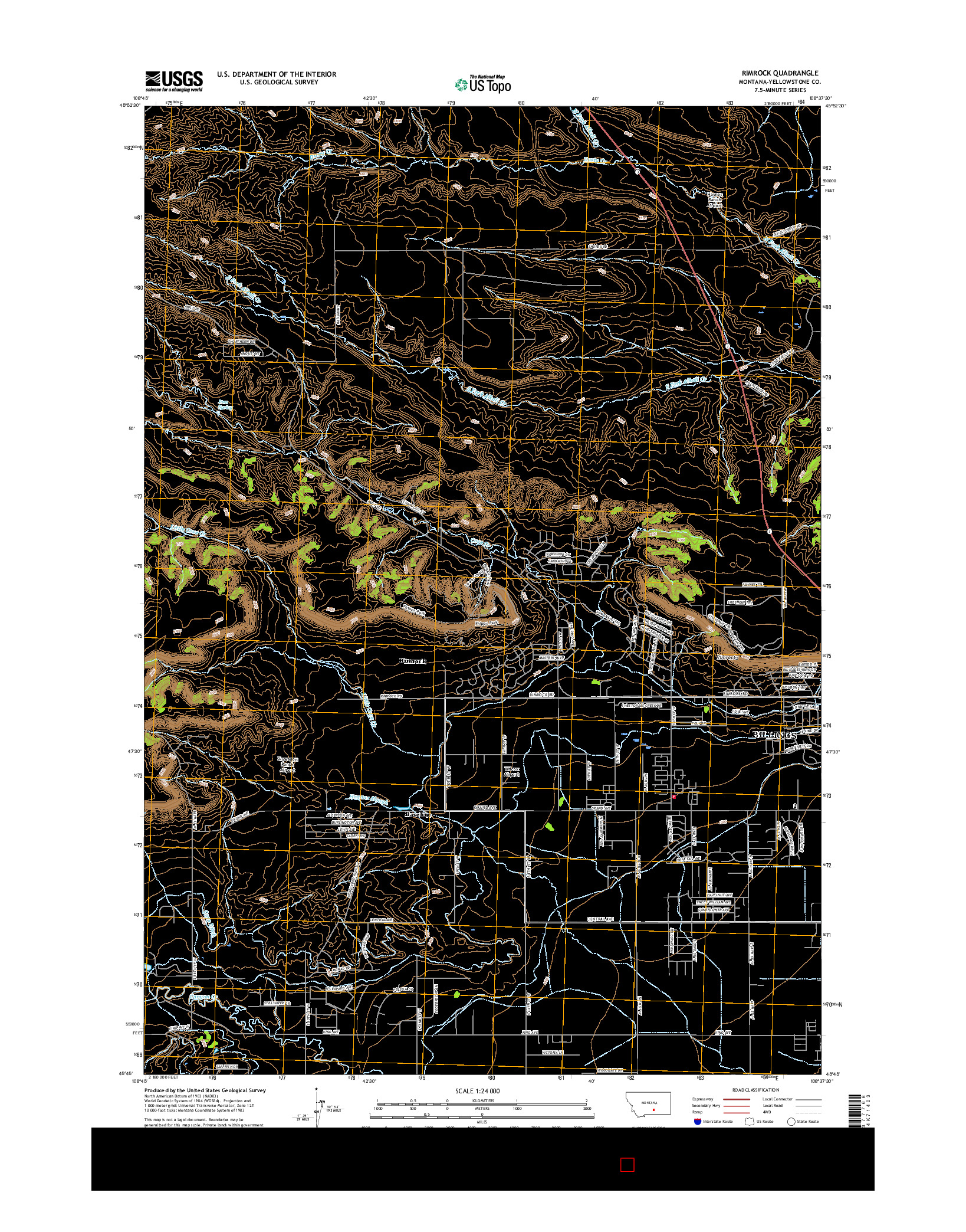 USGS US TOPO 7.5-MINUTE MAP FOR RIMROCK, MT 2017