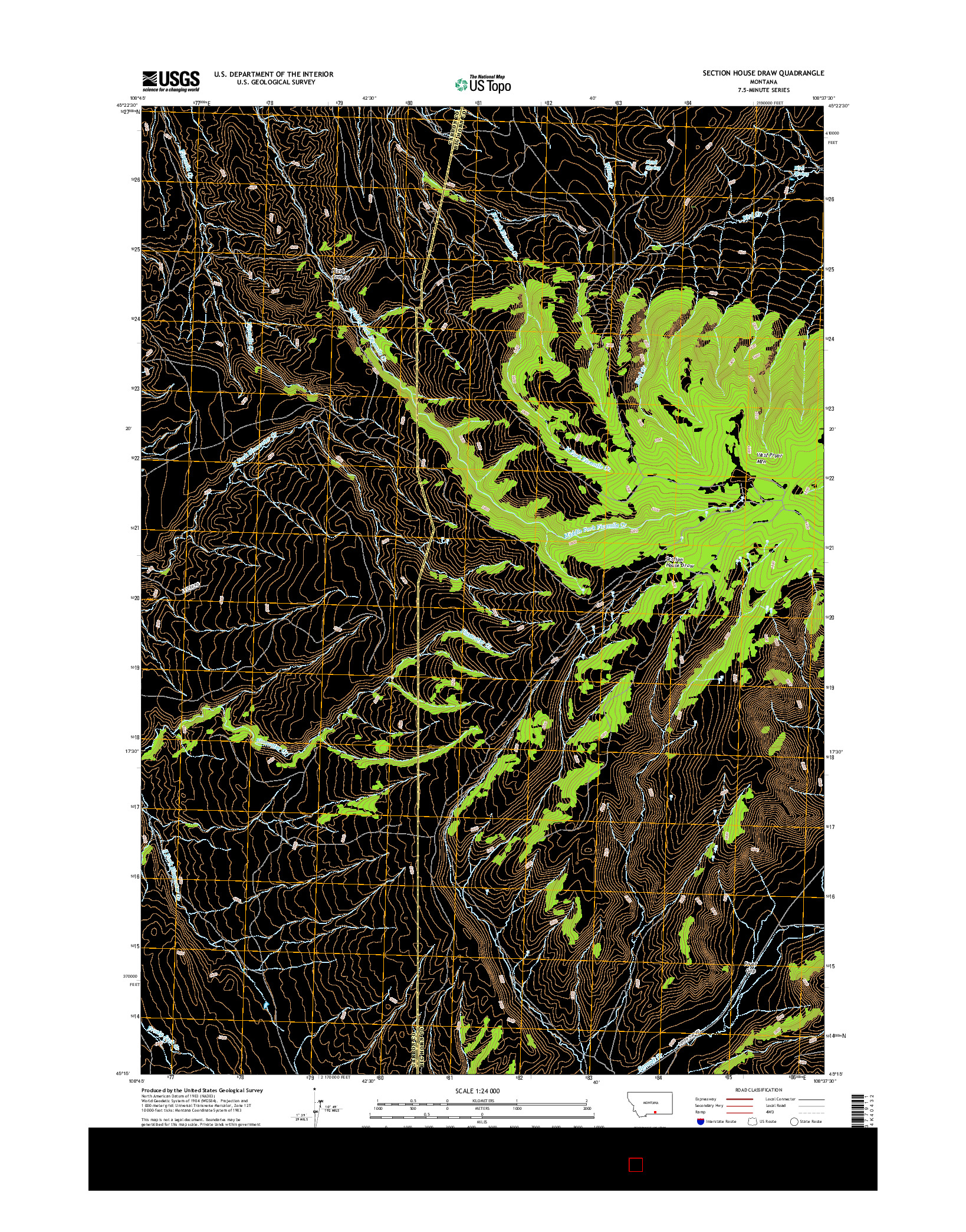 USGS US TOPO 7.5-MINUTE MAP FOR SECTION HOUSE DRAW, MT 2017