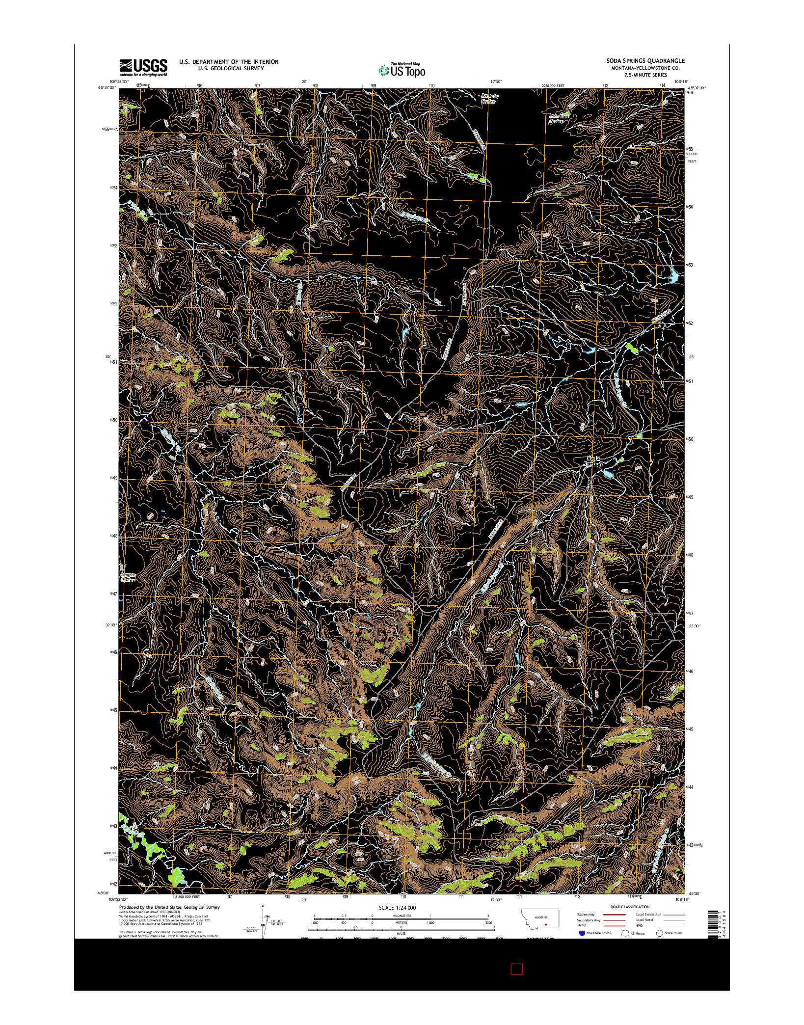 USGS US TOPO 7.5-MINUTE MAP FOR SODA SPRINGS, MT 2017