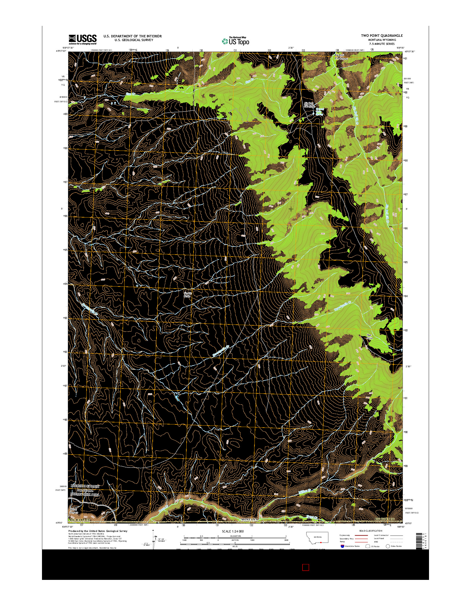 USGS US TOPO 7.5-MINUTE MAP FOR TWO POINT, MT-WY 2017