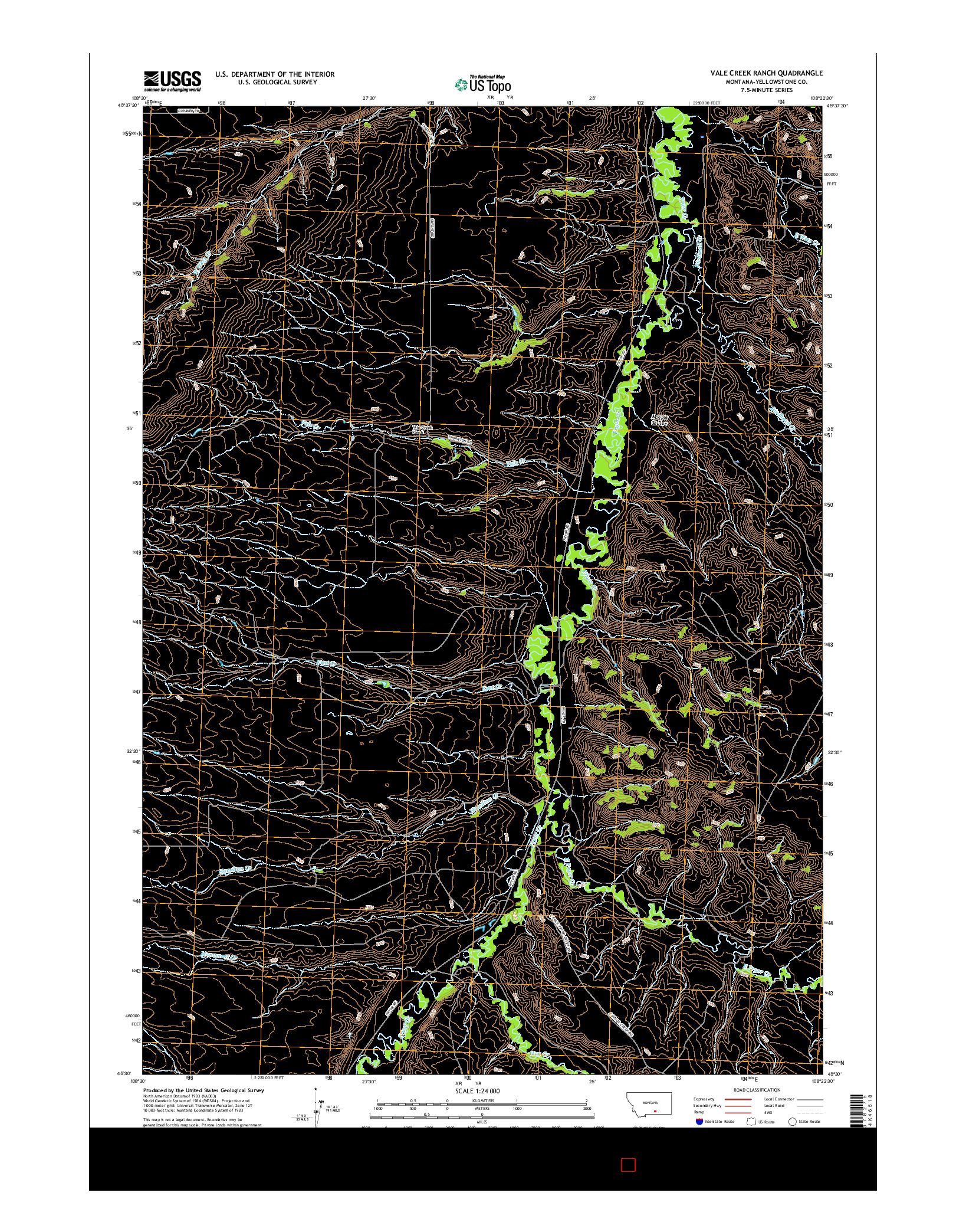 USGS US TOPO 7.5-MINUTE MAP FOR VALE CREEK RANCH, MT 2017