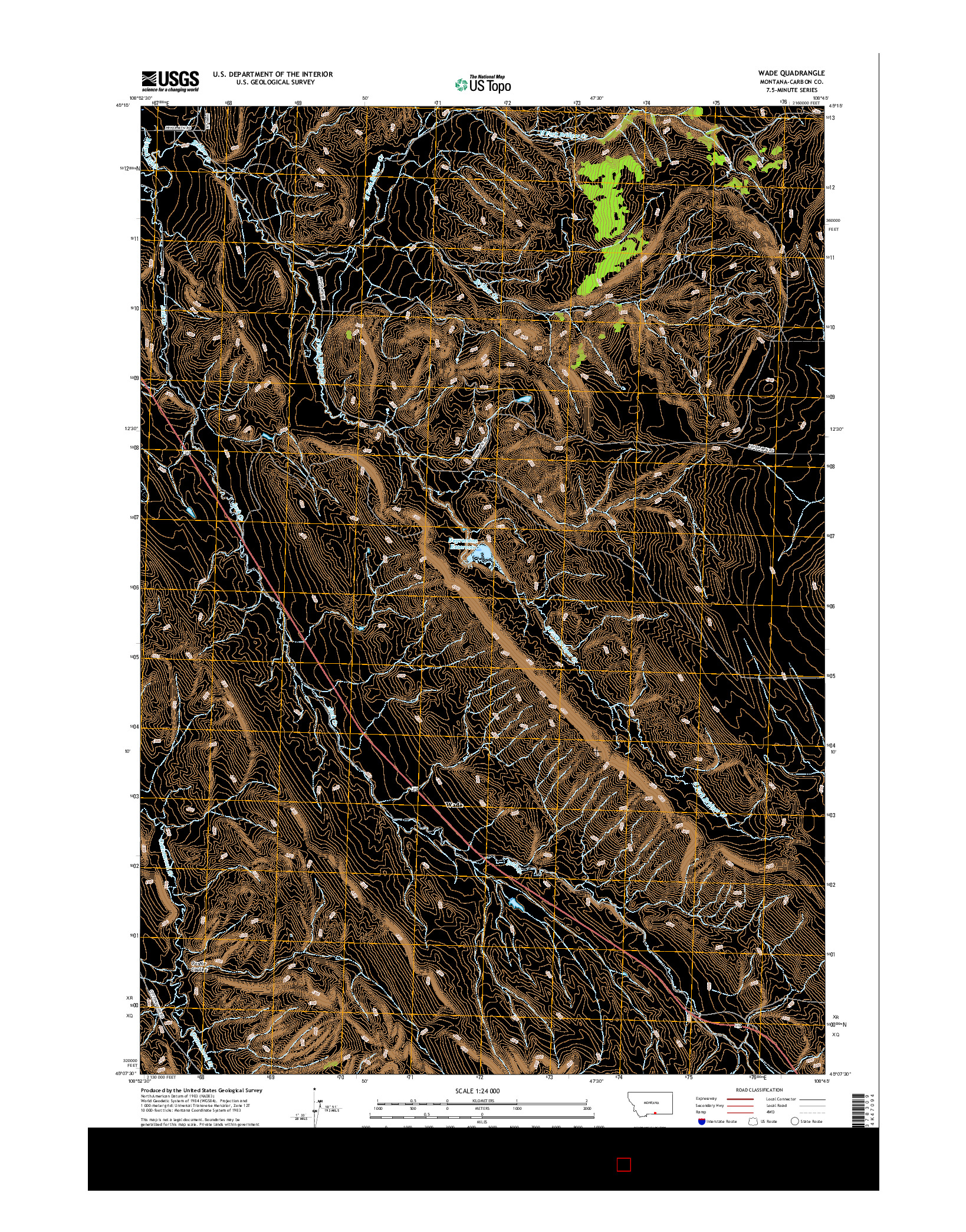 USGS US TOPO 7.5-MINUTE MAP FOR WADE, MT 2017