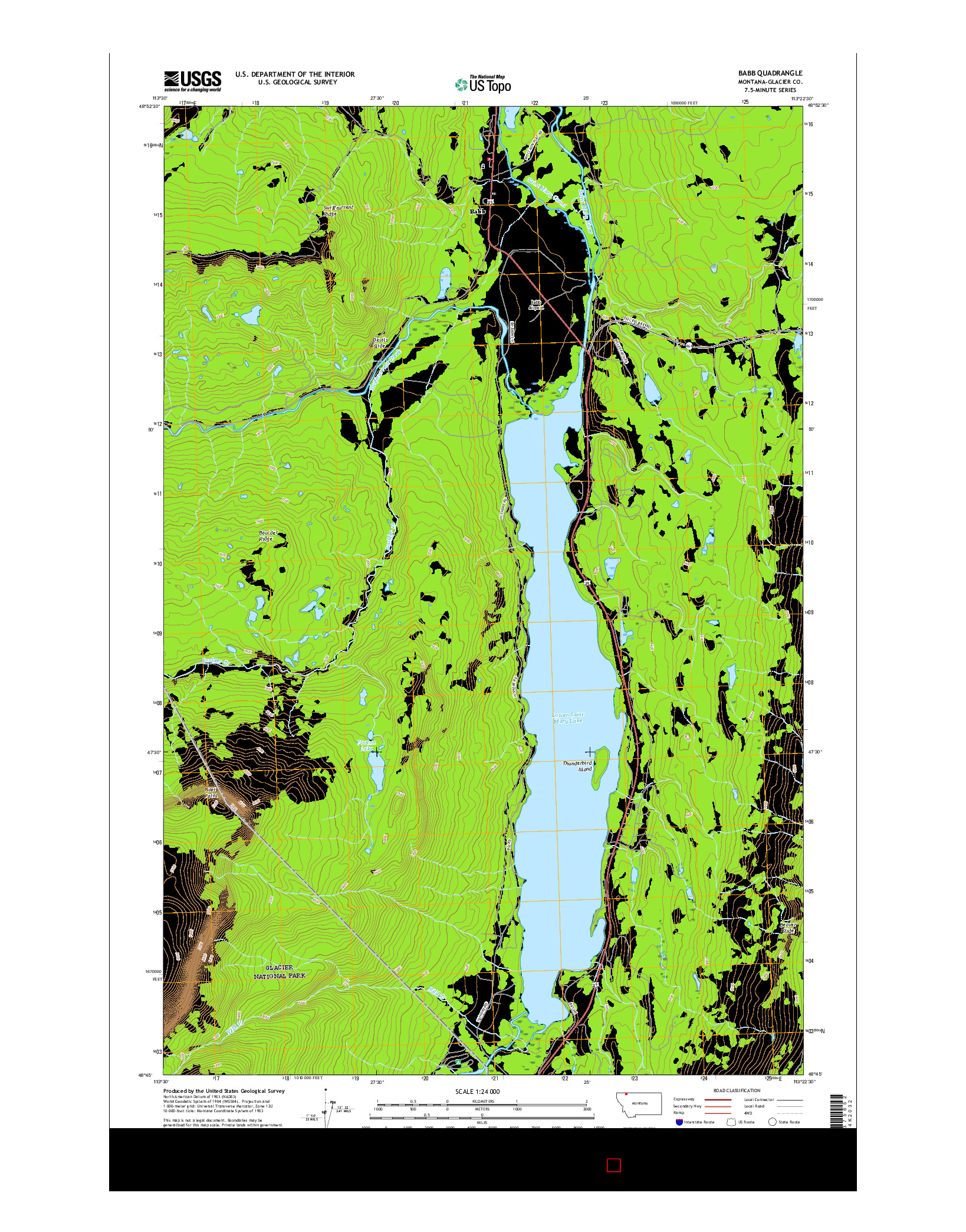 USGS US TOPO 7.5-MINUTE MAP FOR BABB, MT 2017