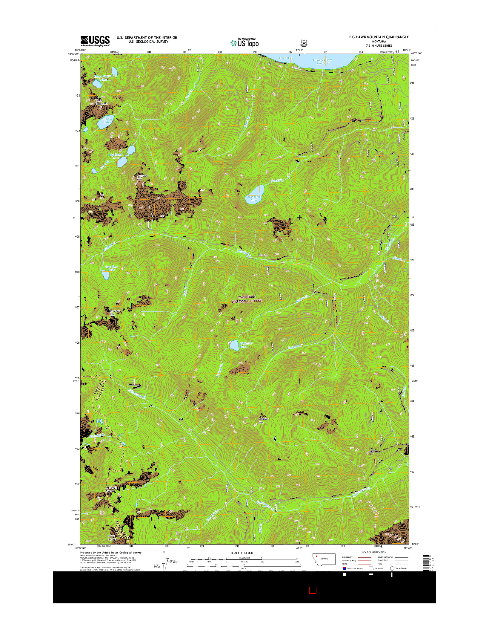 USGS US TOPO 7.5-MINUTE MAP FOR BIG HAWK MOUNTAIN, MT 2017