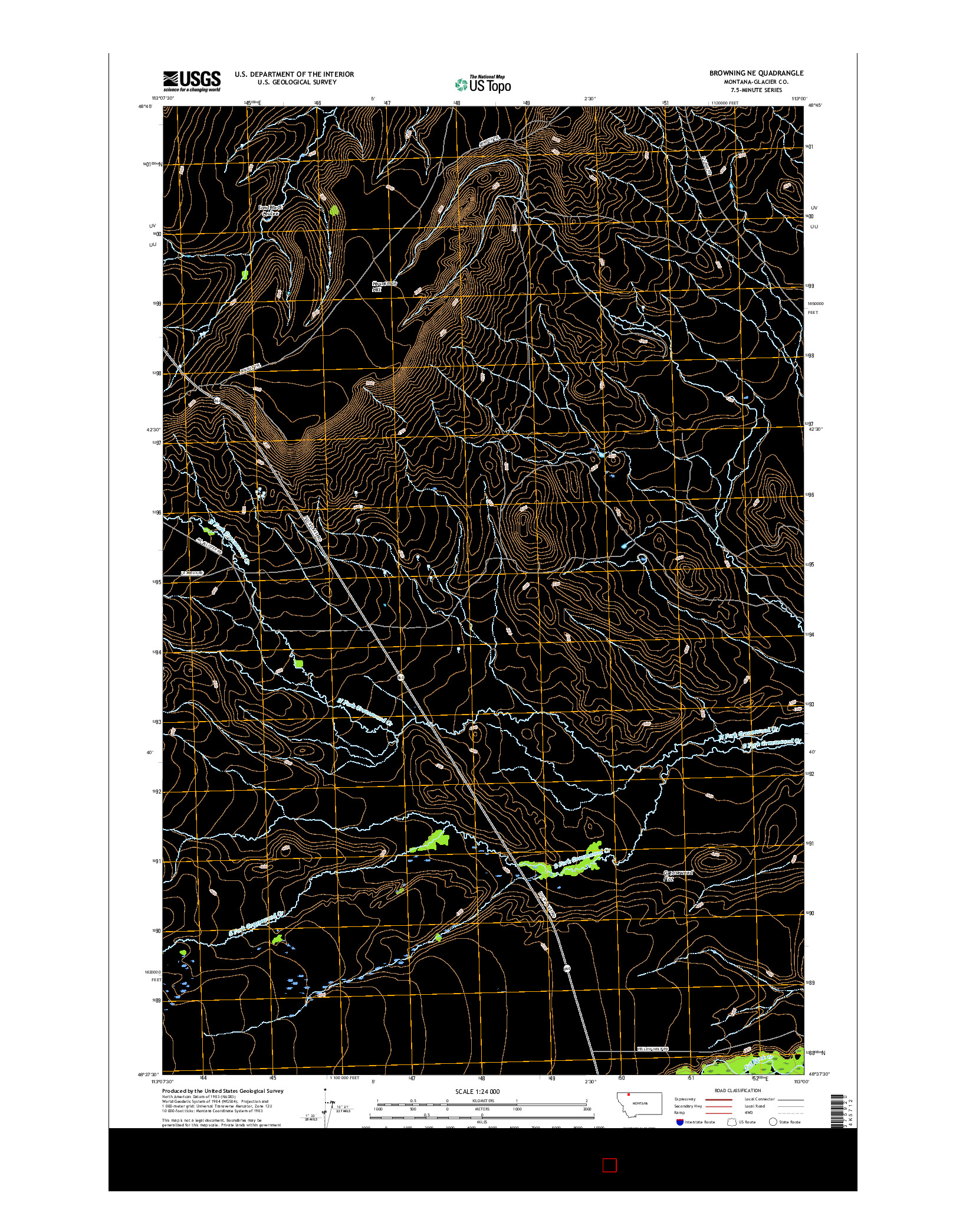 USGS US TOPO 7.5-MINUTE MAP FOR BROWNING NE, MT 2017