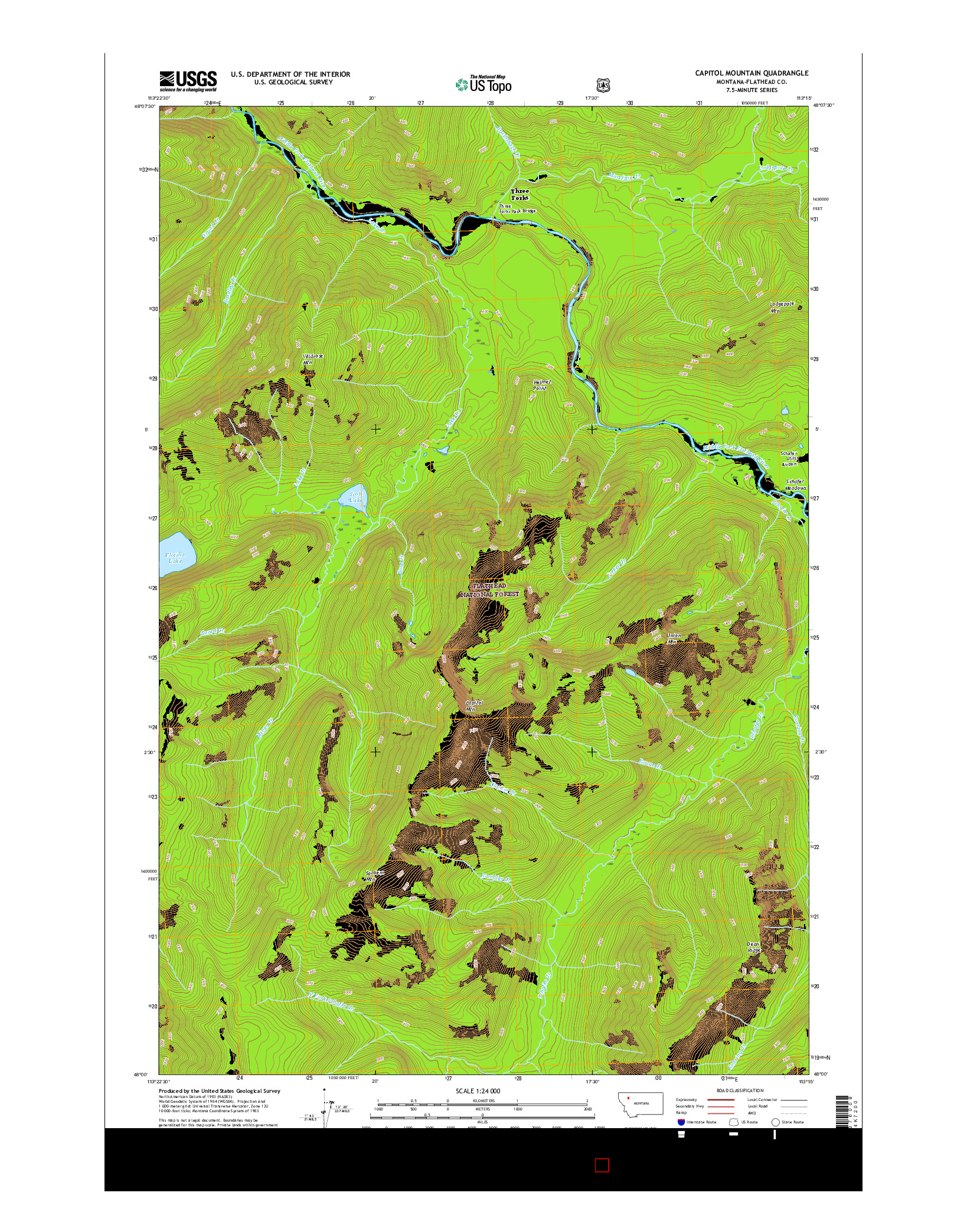 USGS US TOPO 7.5-MINUTE MAP FOR CAPITOL MOUNTAIN, MT 2017