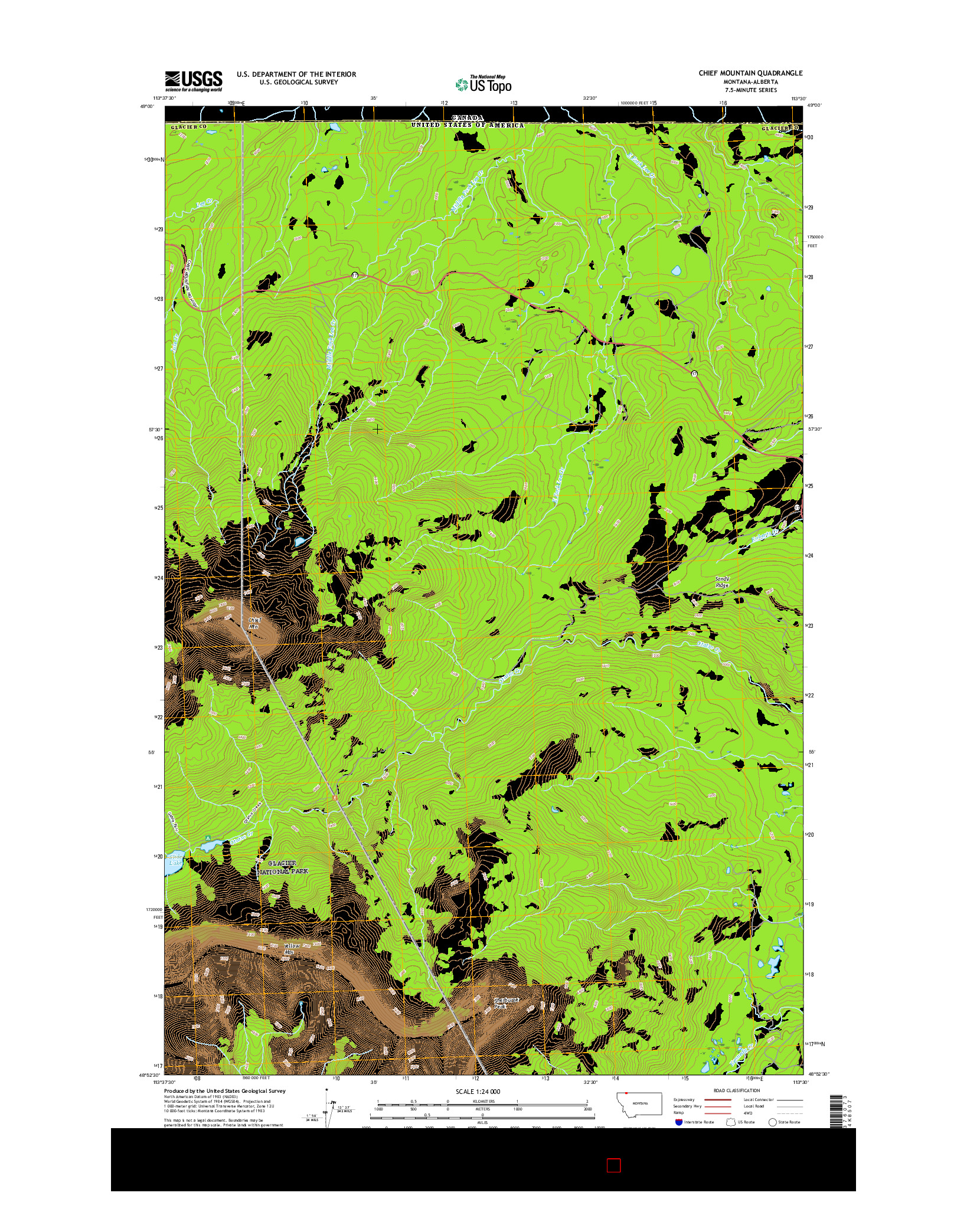 USGS US TOPO 7.5-MINUTE MAP FOR CHIEF MOUNTAIN, MT-AB 2017