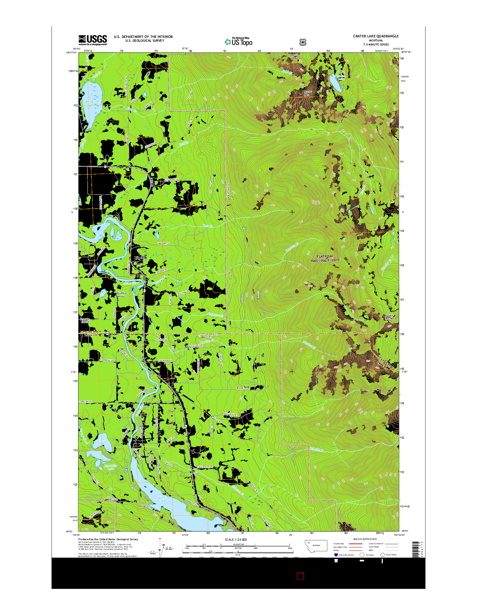 USGS US TOPO 7.5-MINUTE MAP FOR CRATER LAKE, MT 2017