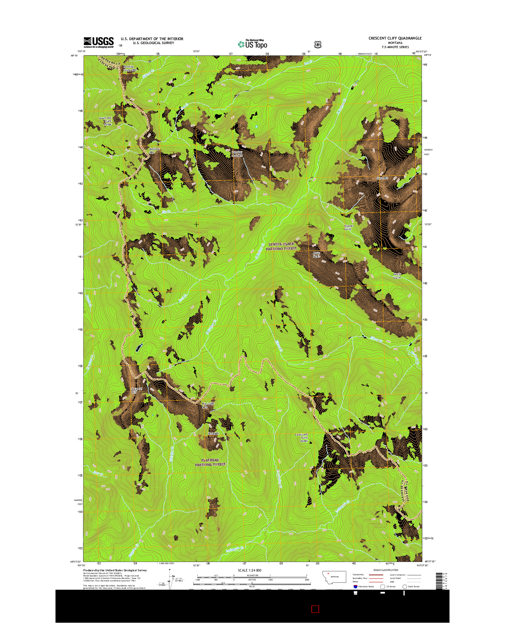 USGS US TOPO 7.5-MINUTE MAP FOR CRESCENT CLIFF, MT 2017