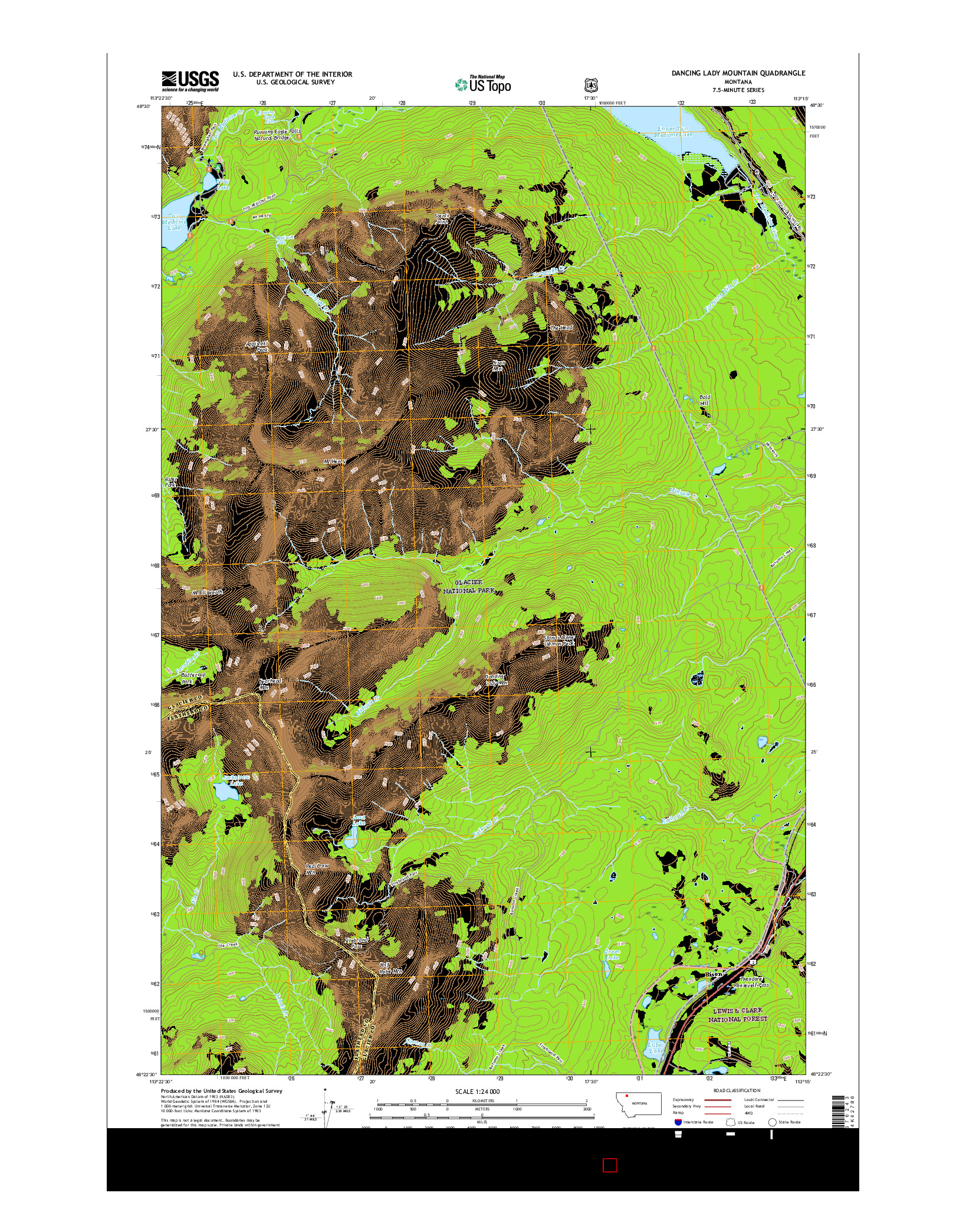 USGS US TOPO 7.5-MINUTE MAP FOR DANCING LADY MOUNTAIN, MT 2017